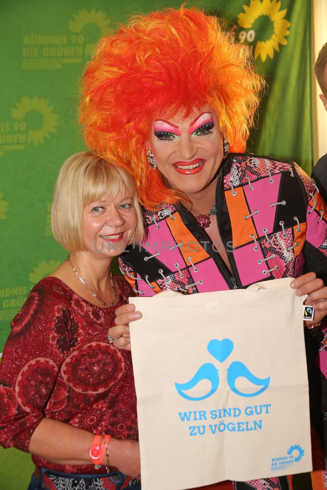 Travesty artist Olivia Jones at a reading from her book-Keine Angst in Andersrum-in Magdeburg with Cornelia Lüddemann Parliamentary Group Chairwoman Bündnis 90 - Die Grünen Landtag von Sachsen-Anhalt