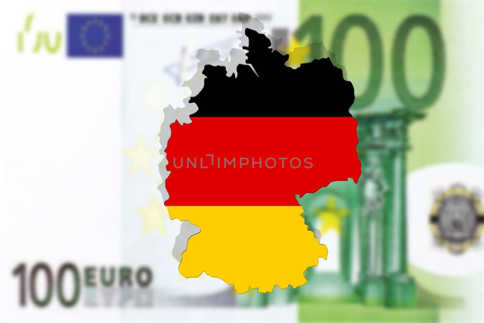 close up on germany on euro 100 banknote