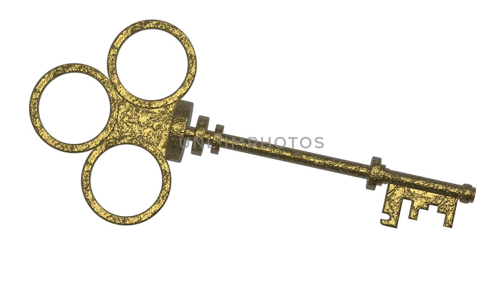 3d rendering old key isolated on white background
