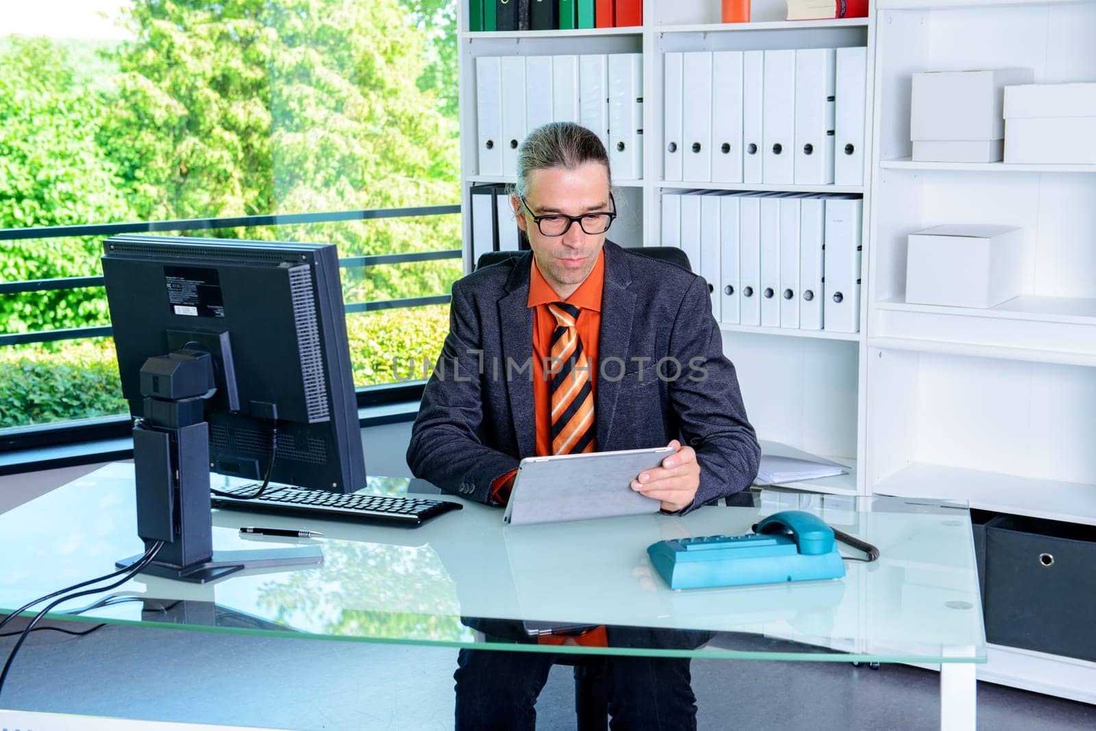 young business man at his desk working
