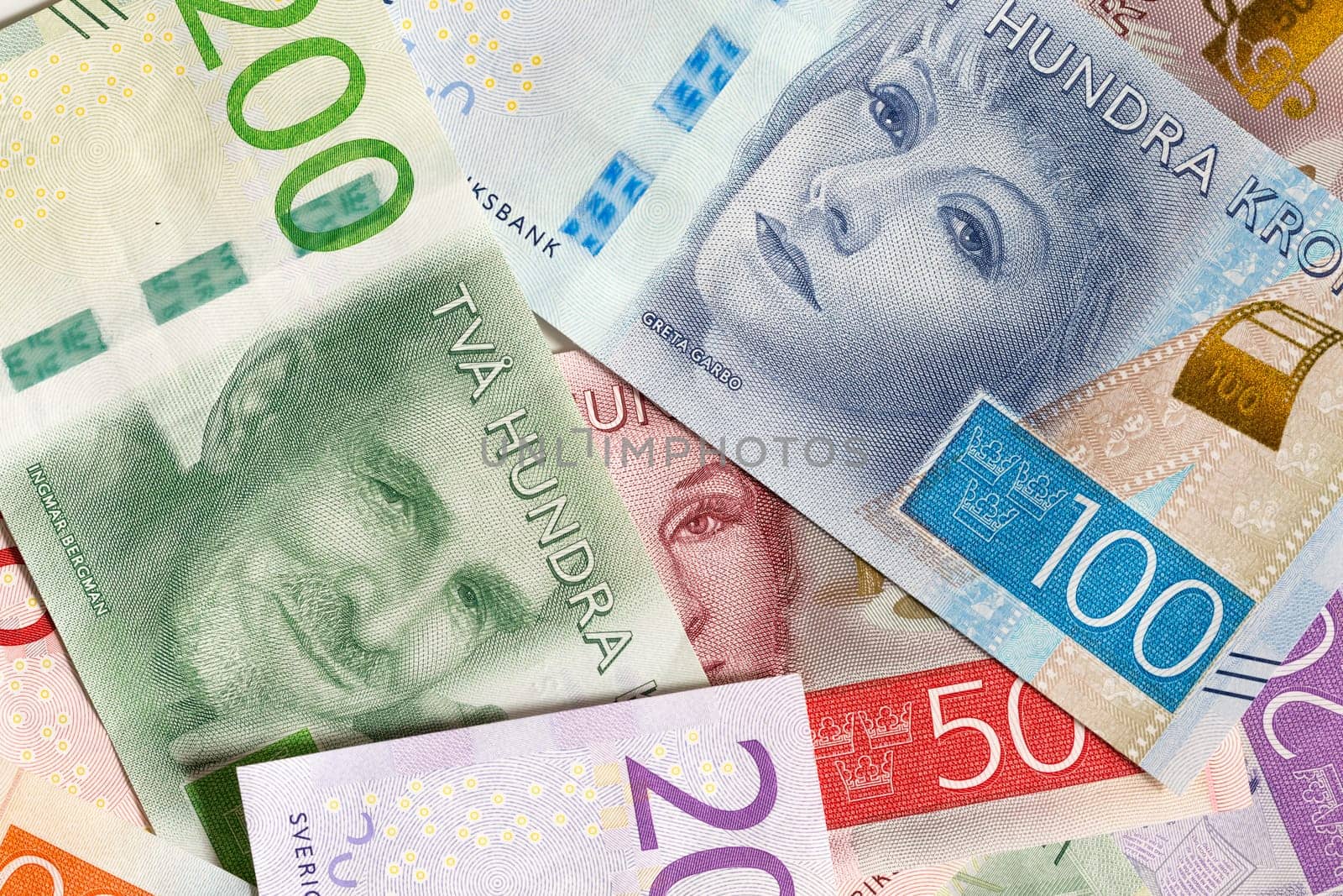 Swedish Currency (Notes) Close Up.