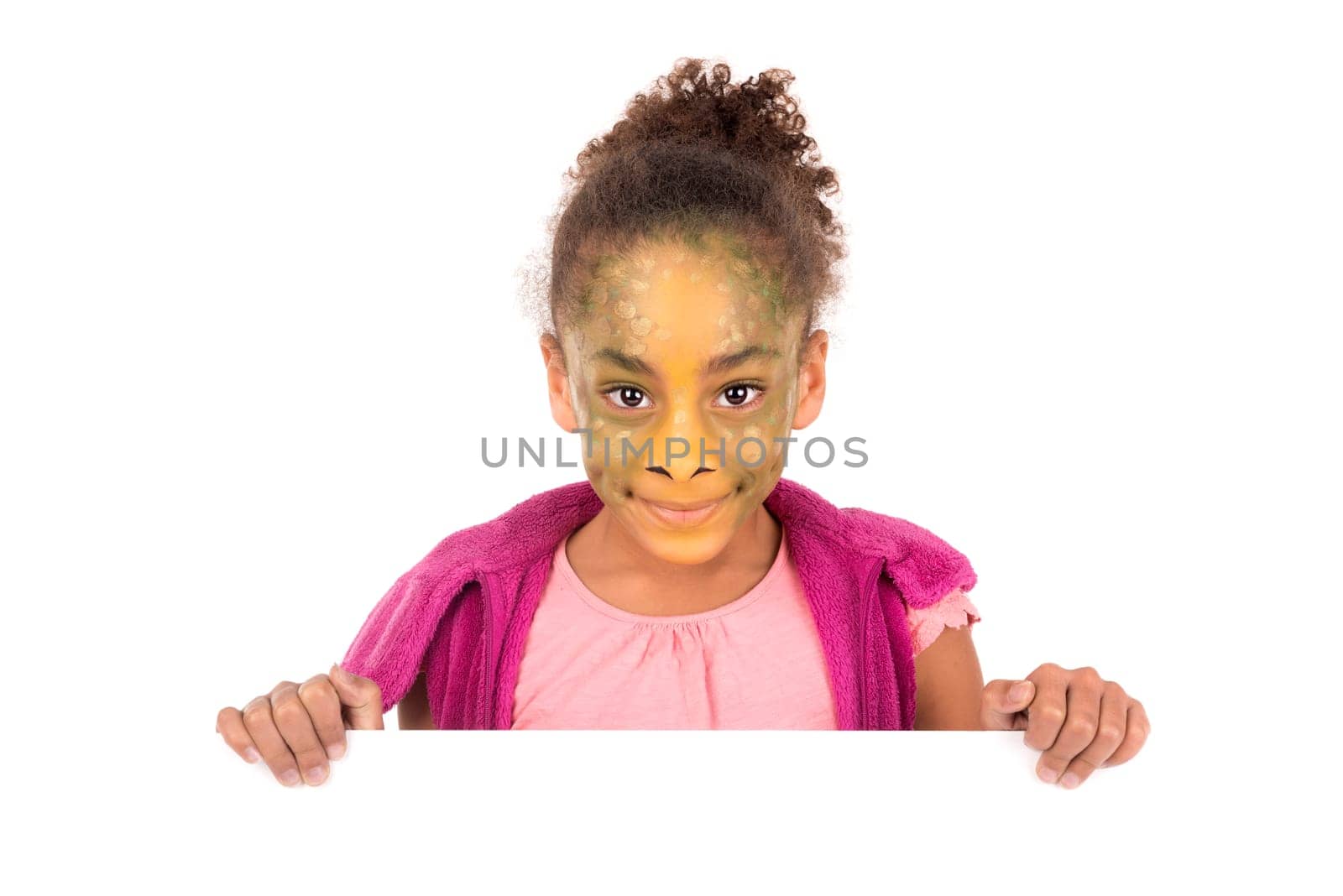 Girl with face-paint isolated in white background