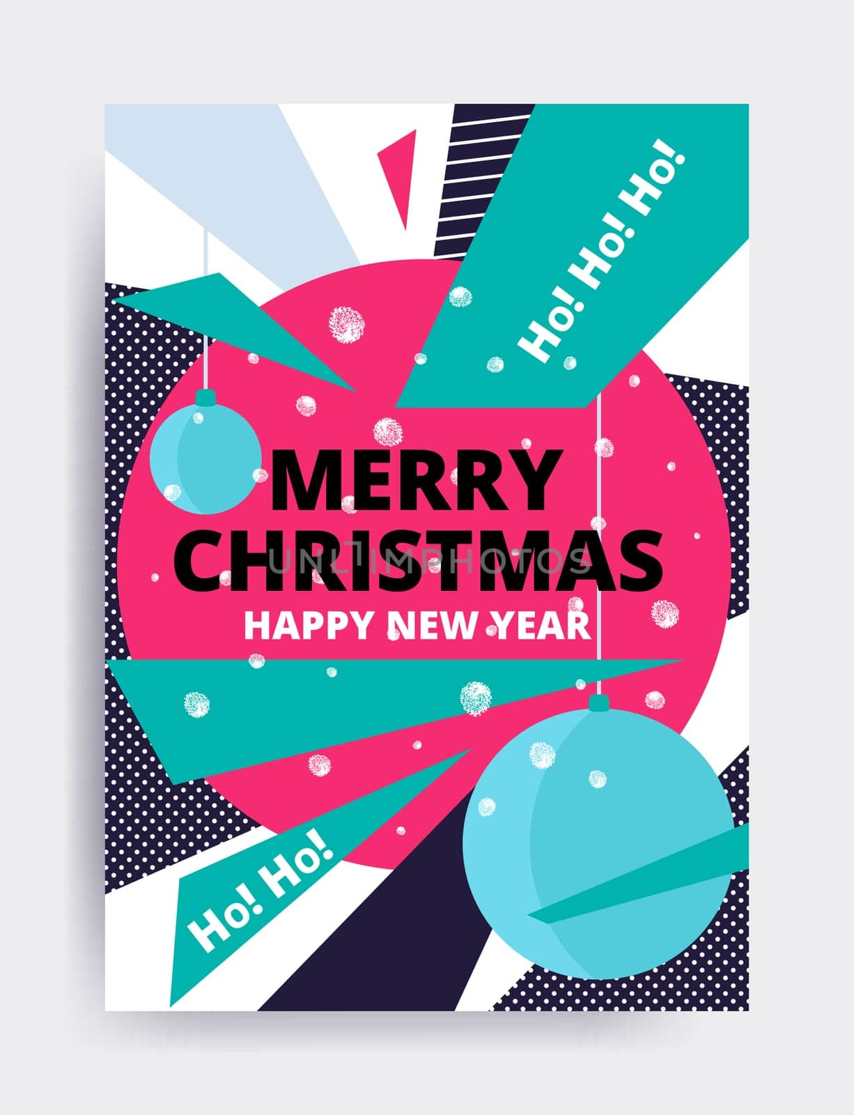 Merry christmas New Year design, eye catching banner template. Bright colorful vector illustrations for greeting card, posters, print, mobile phoned designs, ads, promotional material Yellow Pink Blue
