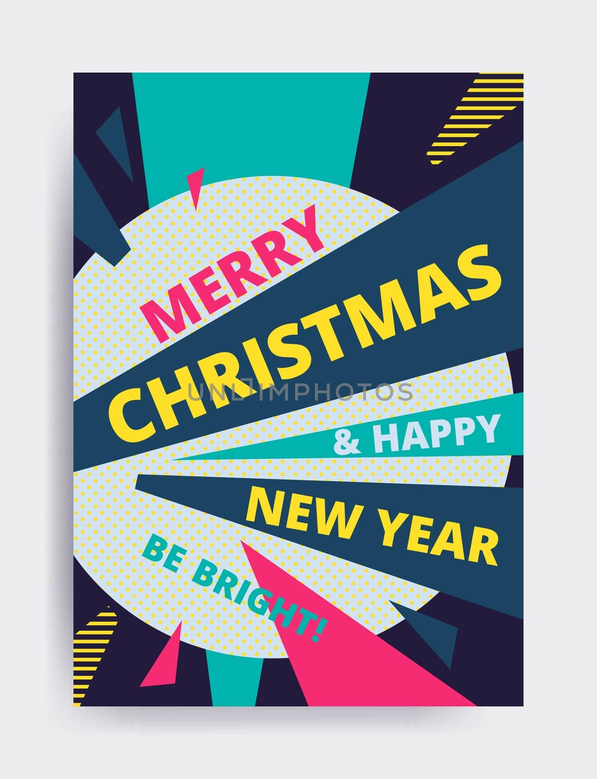 Merry christmas New Year design, eye catching banner template. Bright colorful vector illustrations for greeting card, posters, print, mobile phoned designs, ads, promotional material Yellow Pink Blue