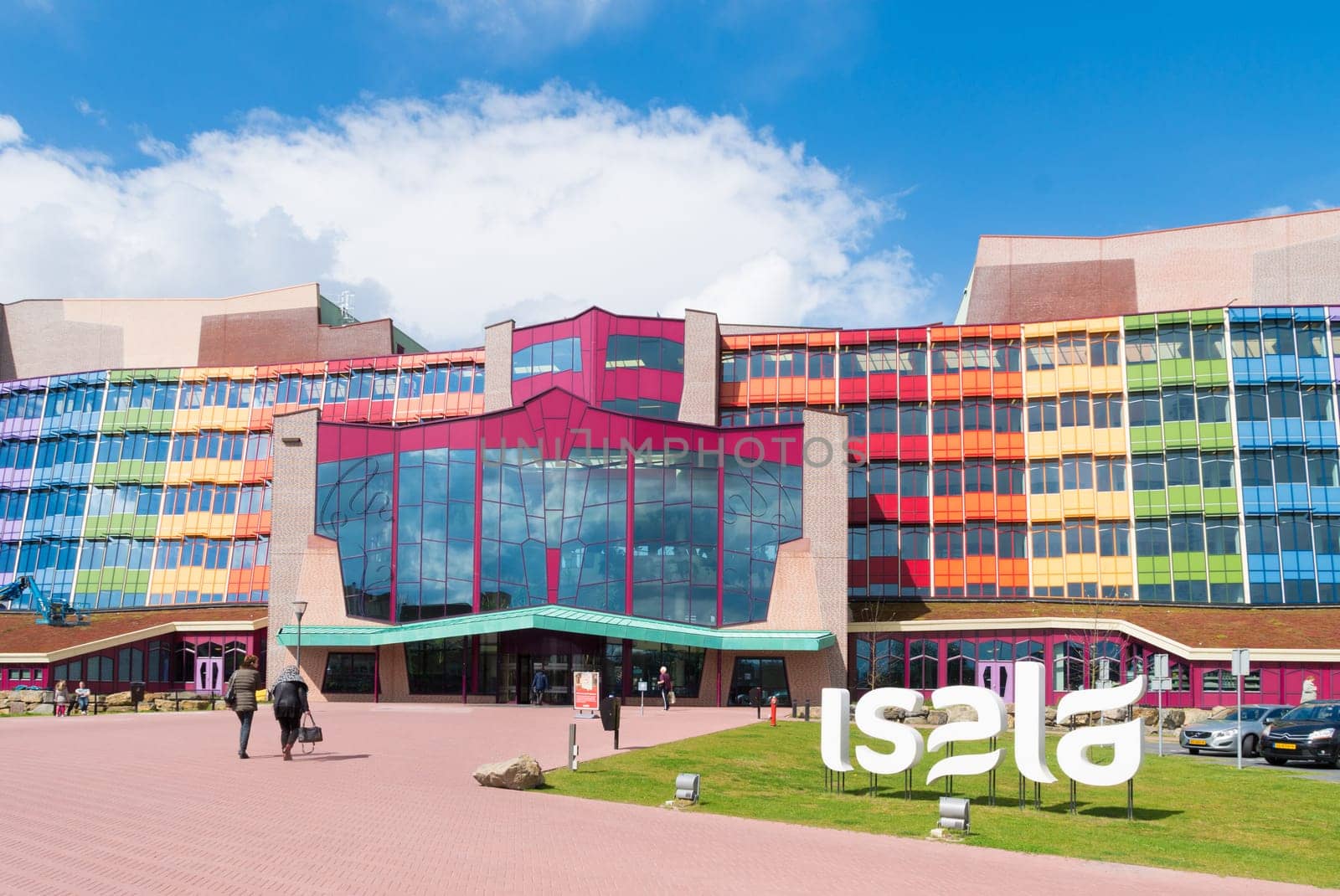 ZWOLLE, NETHERLANDS - APRIL 4, 2016: Colorful entrance of the Isala hospital. It is the largest non academic hospital in the netherlands with over 1,100 beds