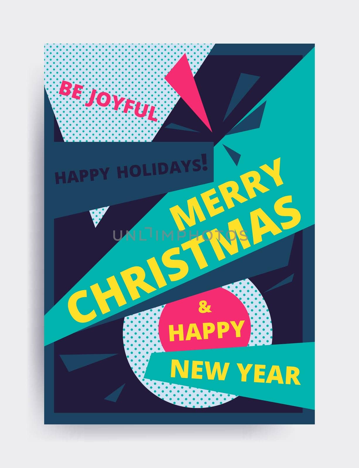 Merry christmas New Year design, eye catching banner template. Bright colorful vector illustrations for greeting card, posters, print, mobile phoned designs, ads, promotional material Yellow Pink Blue