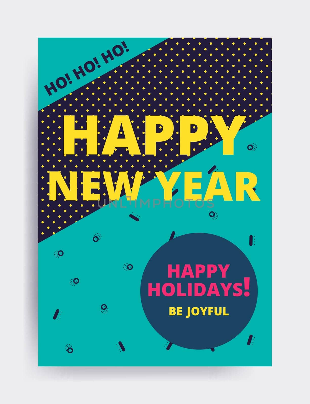 Merry christmas New Year design, eye catching banner template. Bright colorful vector illustrations for greeting card, posters, print, mobile phoned designs, ads, promotional material Yellow Pink Blue