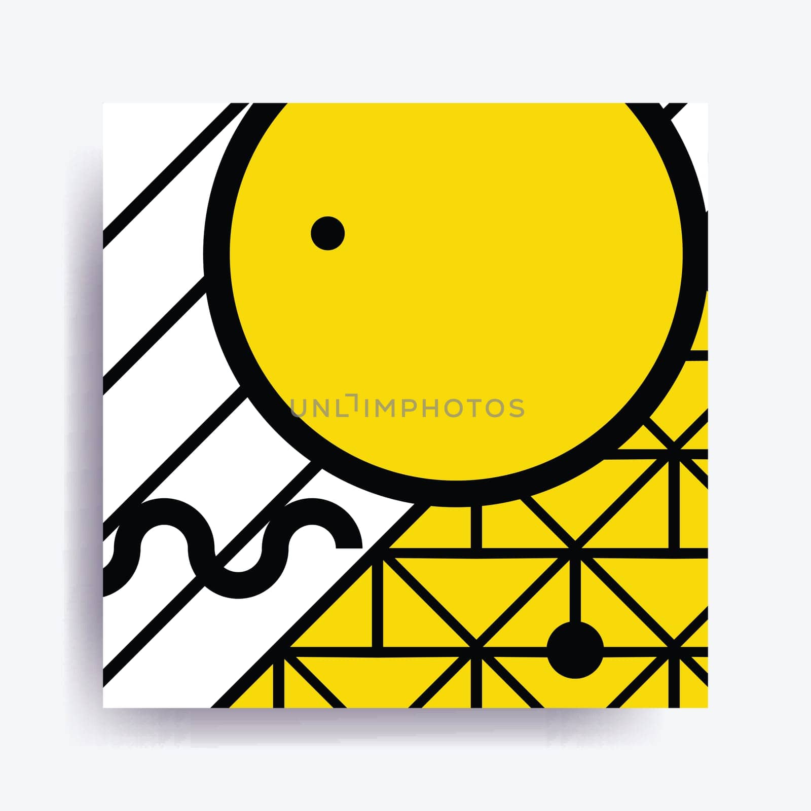 Colorful trend Neo Memphis geometric pattern juxtaposed with bright bold blocks of color zig zags, squiggles, erratic images. Design background elements composition. Magazine, leaflet, billboard