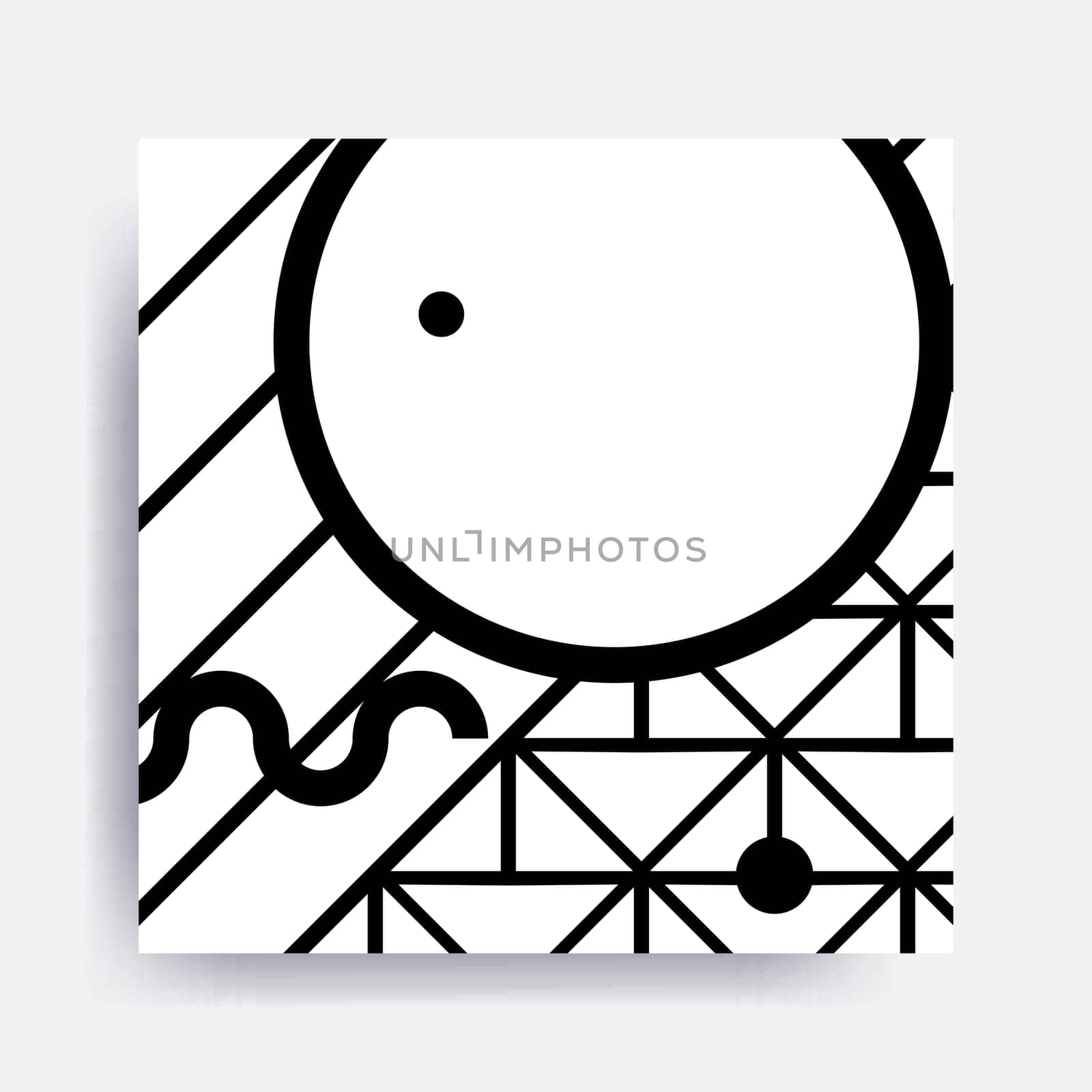 Colorful trend Neo Memphis geometric pattern juxtaposed with bright bold blocks of color zig zags, squiggles, erratic images. Design background elements composition. Magazine, leaflet, billboard
