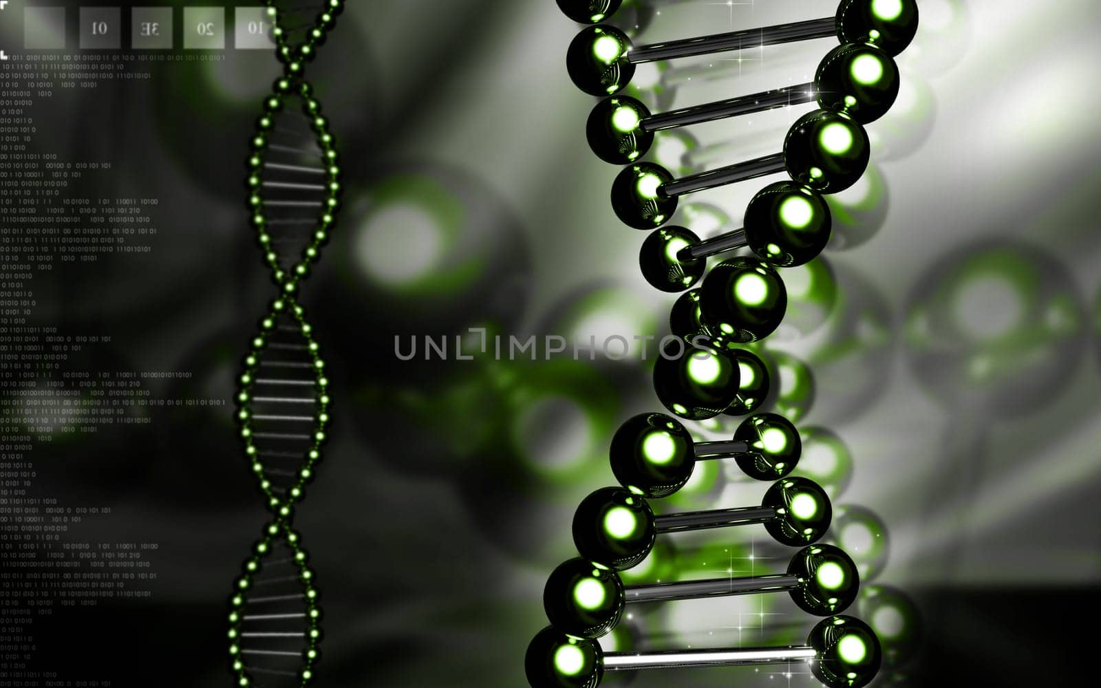 Digital illustration DNA structure in colour background