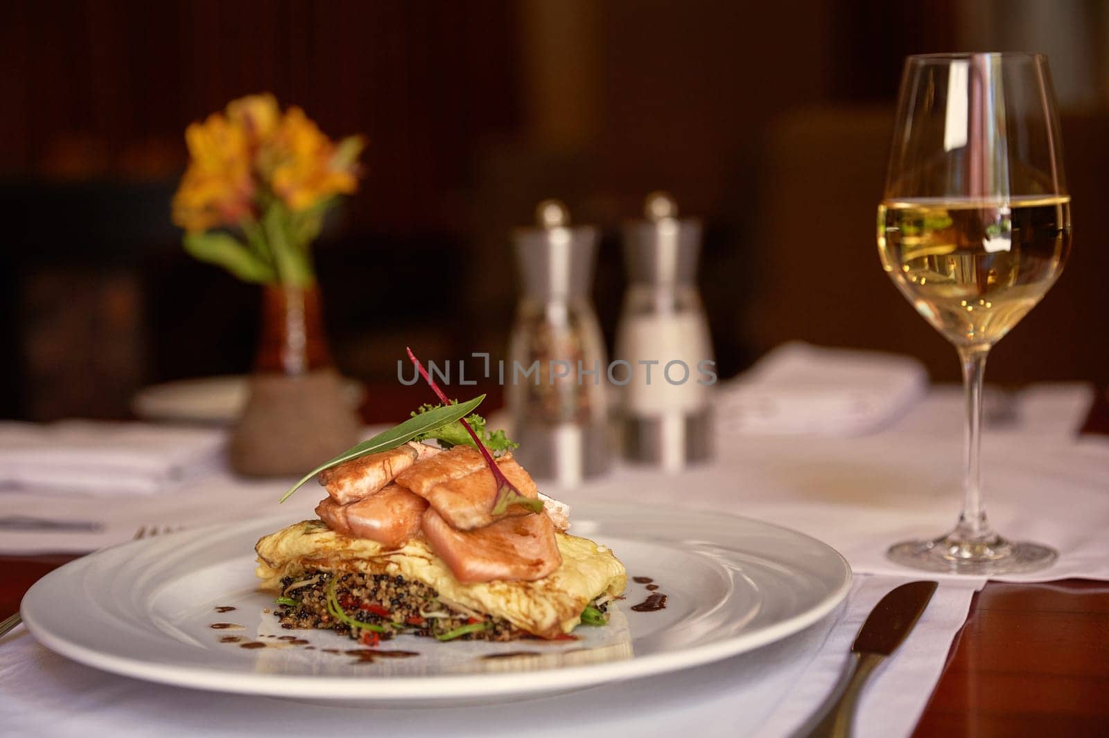 Traditional Peruvian Fish Trucha Served in a Restaurant.