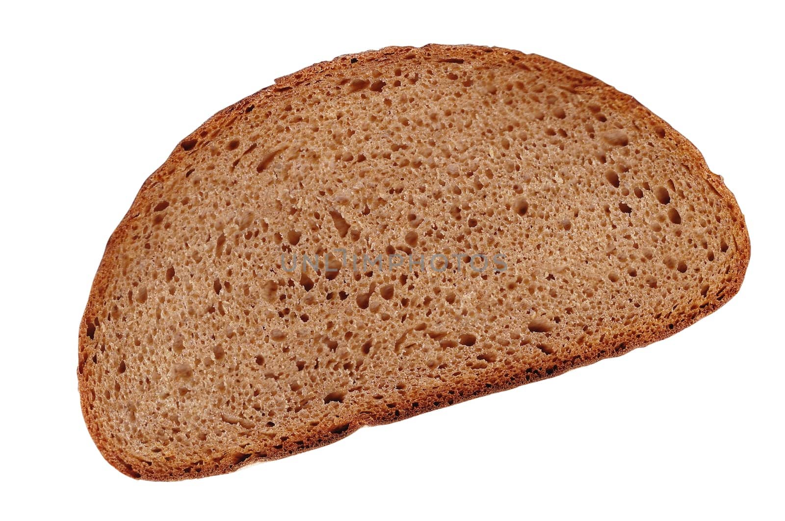 Bread slice exposed to white in top view