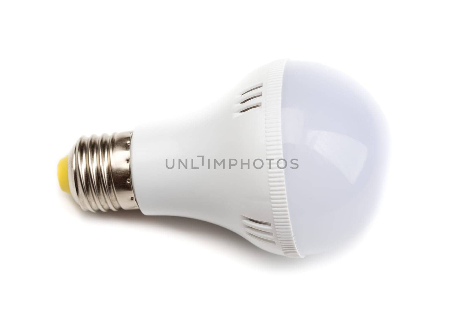 Round LED lamp (lies horizontally). Isolate on White.
