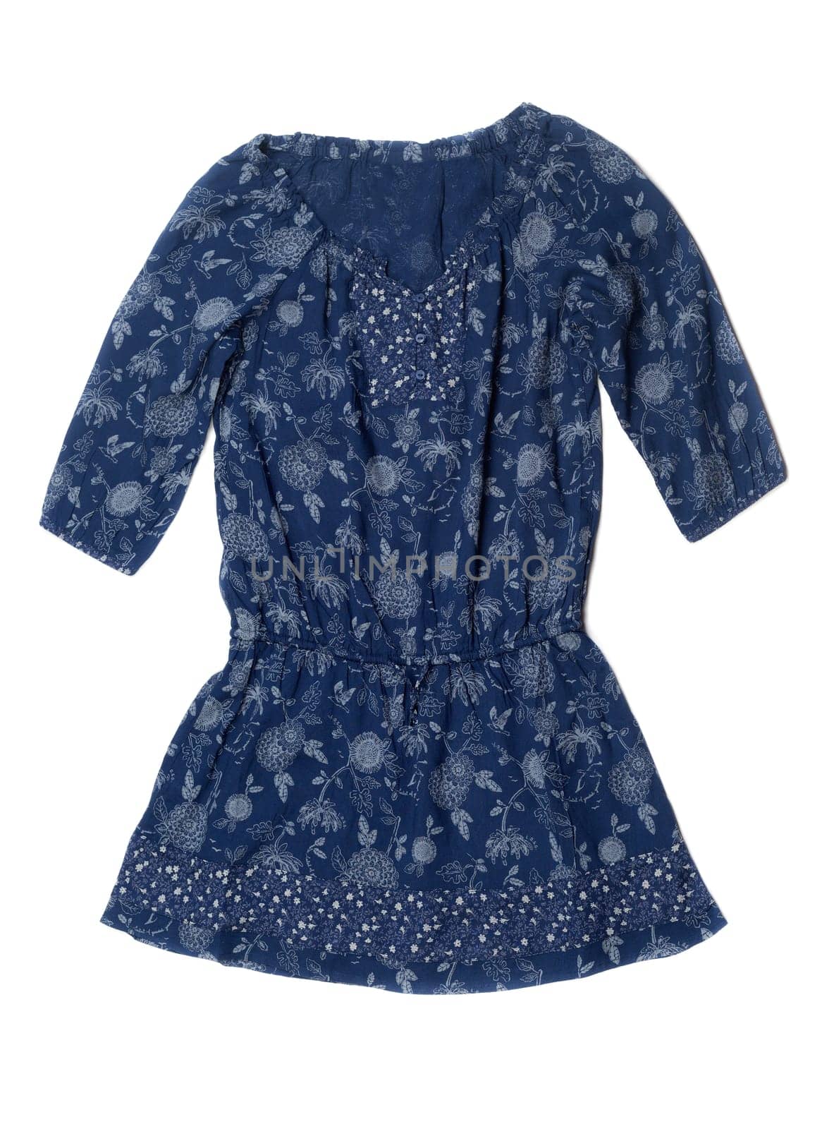 Female blue dress. Isolate on white.