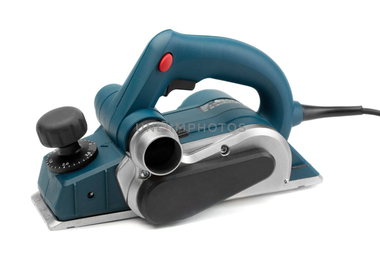 Professional electric planer, studio shot. Isolate on White.