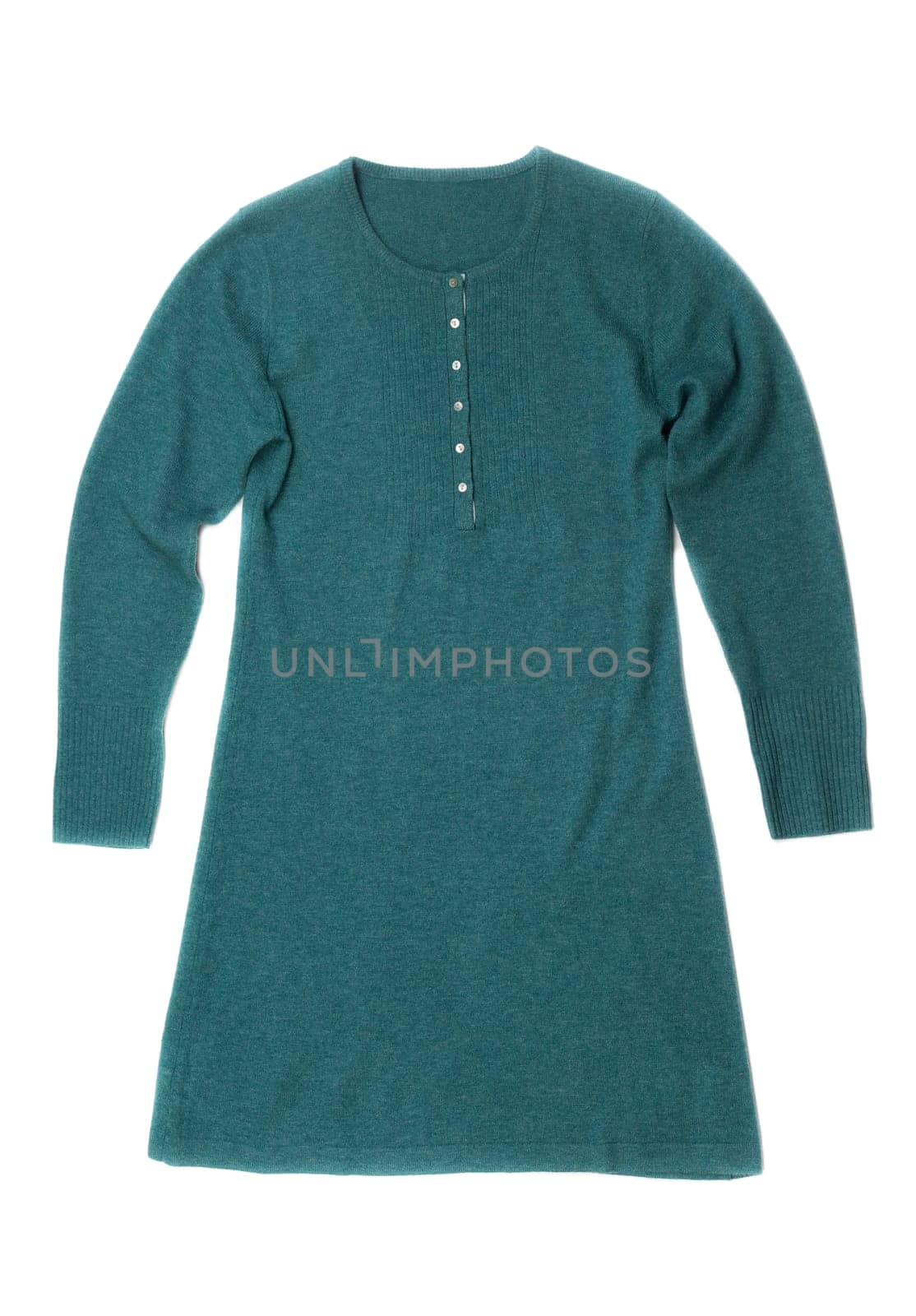 Green Knit Dress. Isolate on white background.