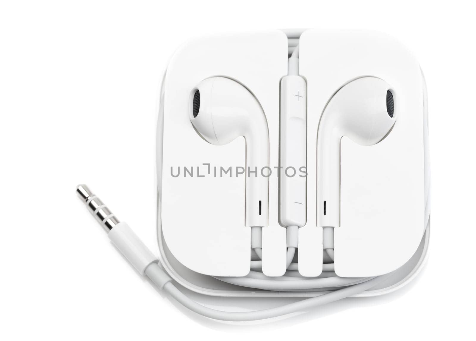 Headphones with volume control. Isolate on white background.