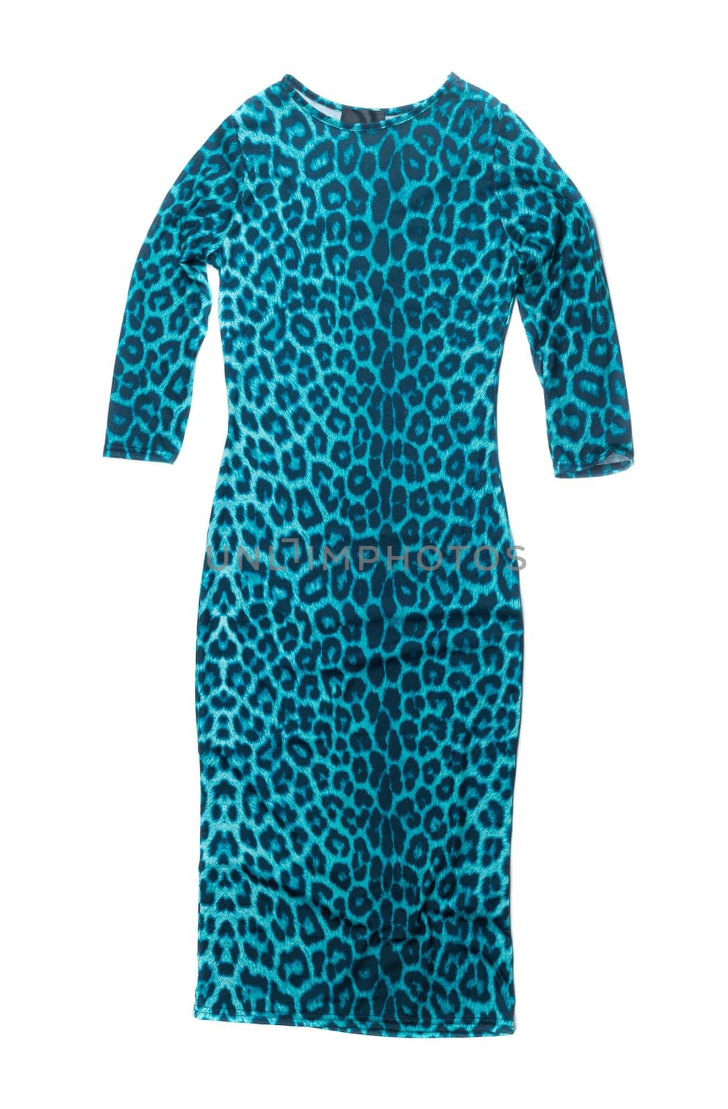 Blue leopard dress. Isolate on white background.