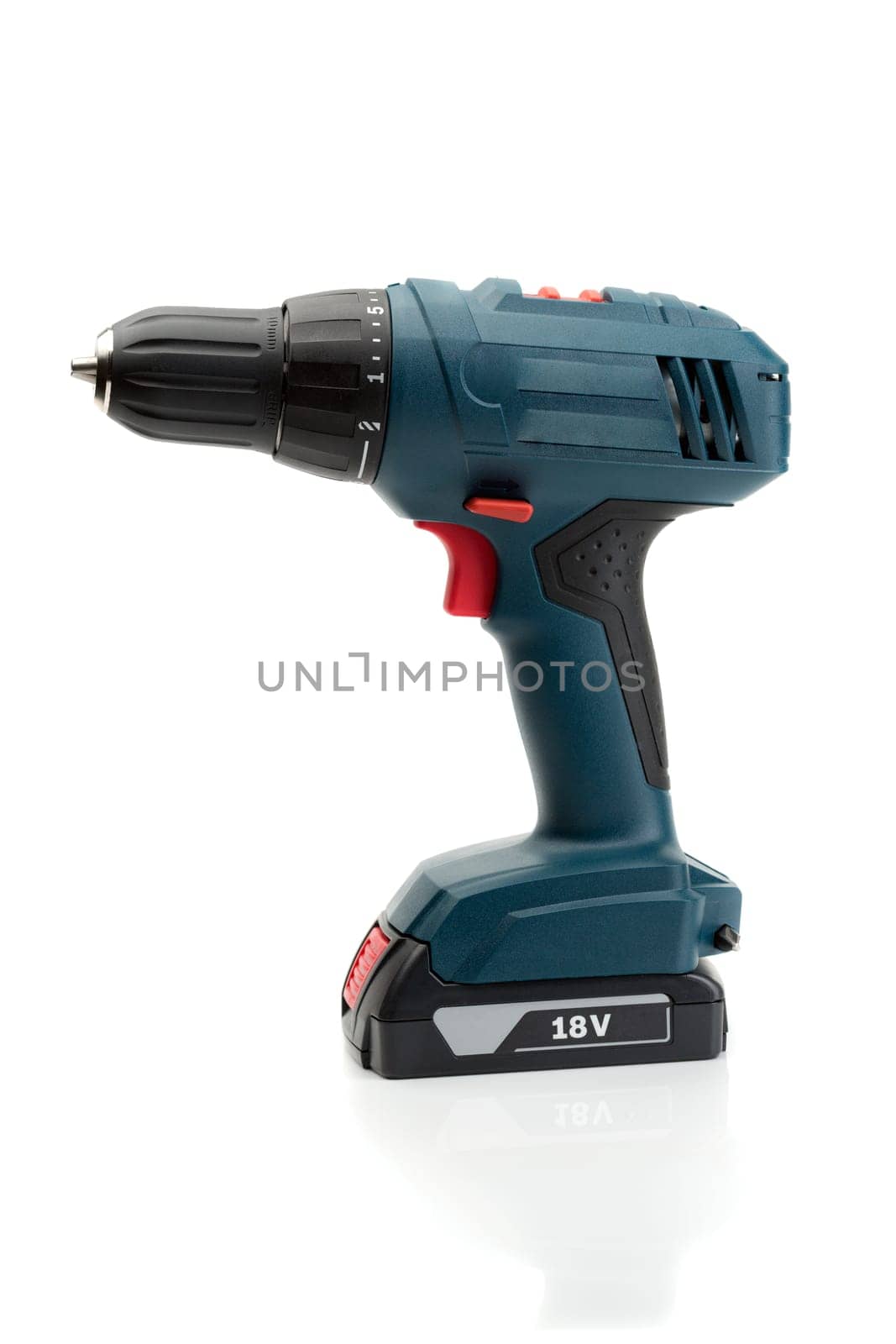 Electric screwdriver 18 Volt. Isolate on white background.