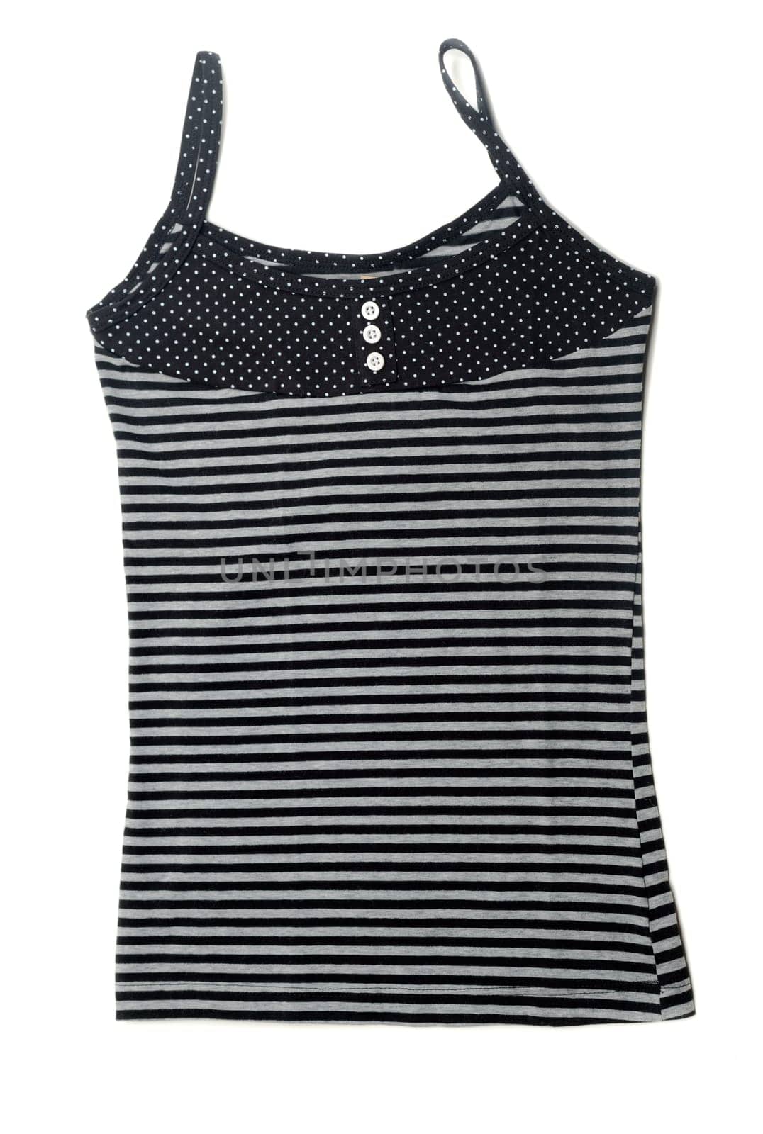 Gray striped women's T-shirt. Isolate on white.