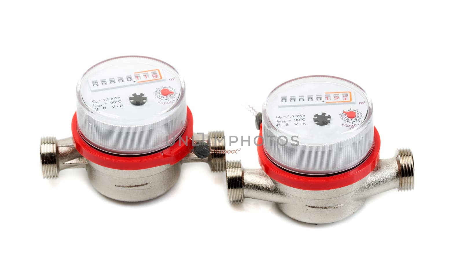 Two water meter. Isolate on white background.