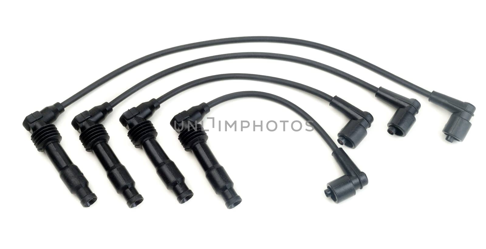 High-voltage wires for the car. Isolate on white.