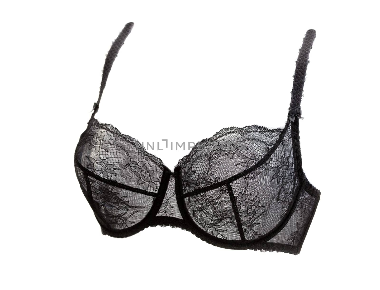 Black bra in volume. Isolate on white.