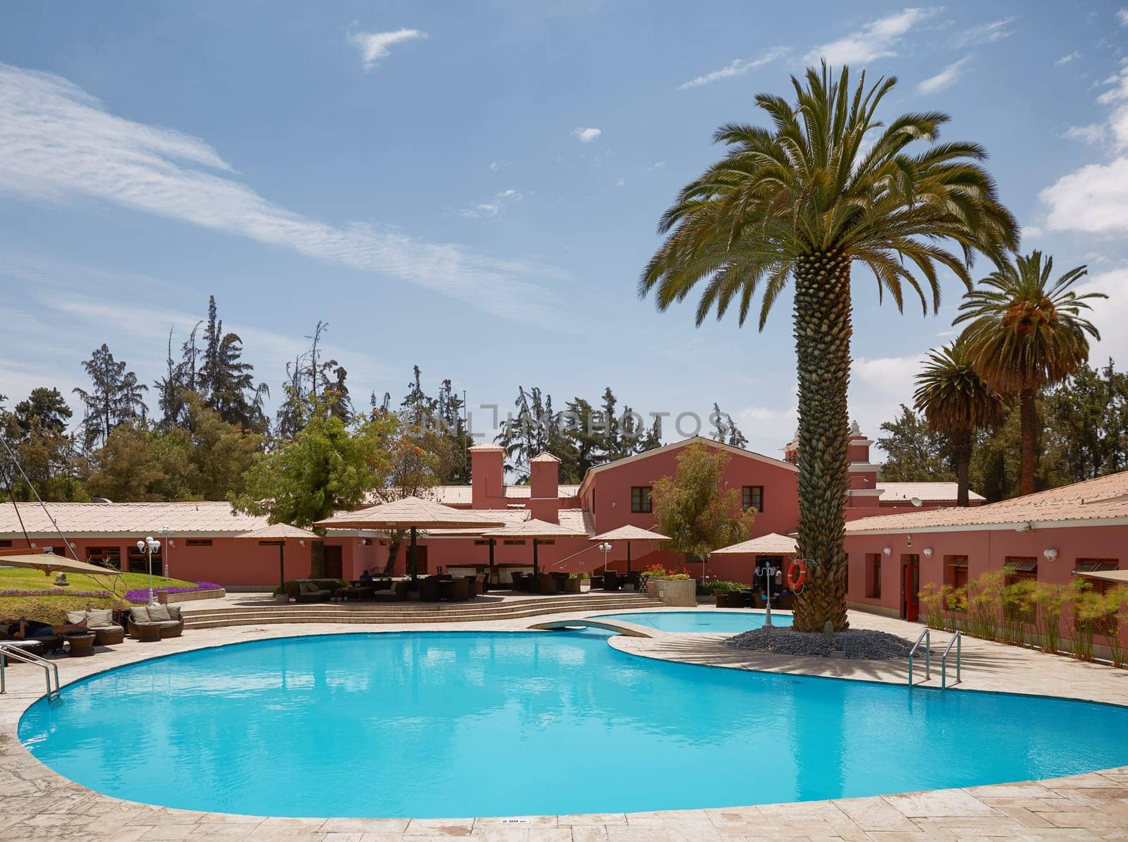 Beautiful Luxury Outdoor Swimming Pool in Hotel Resort in Arequipa, Peru.