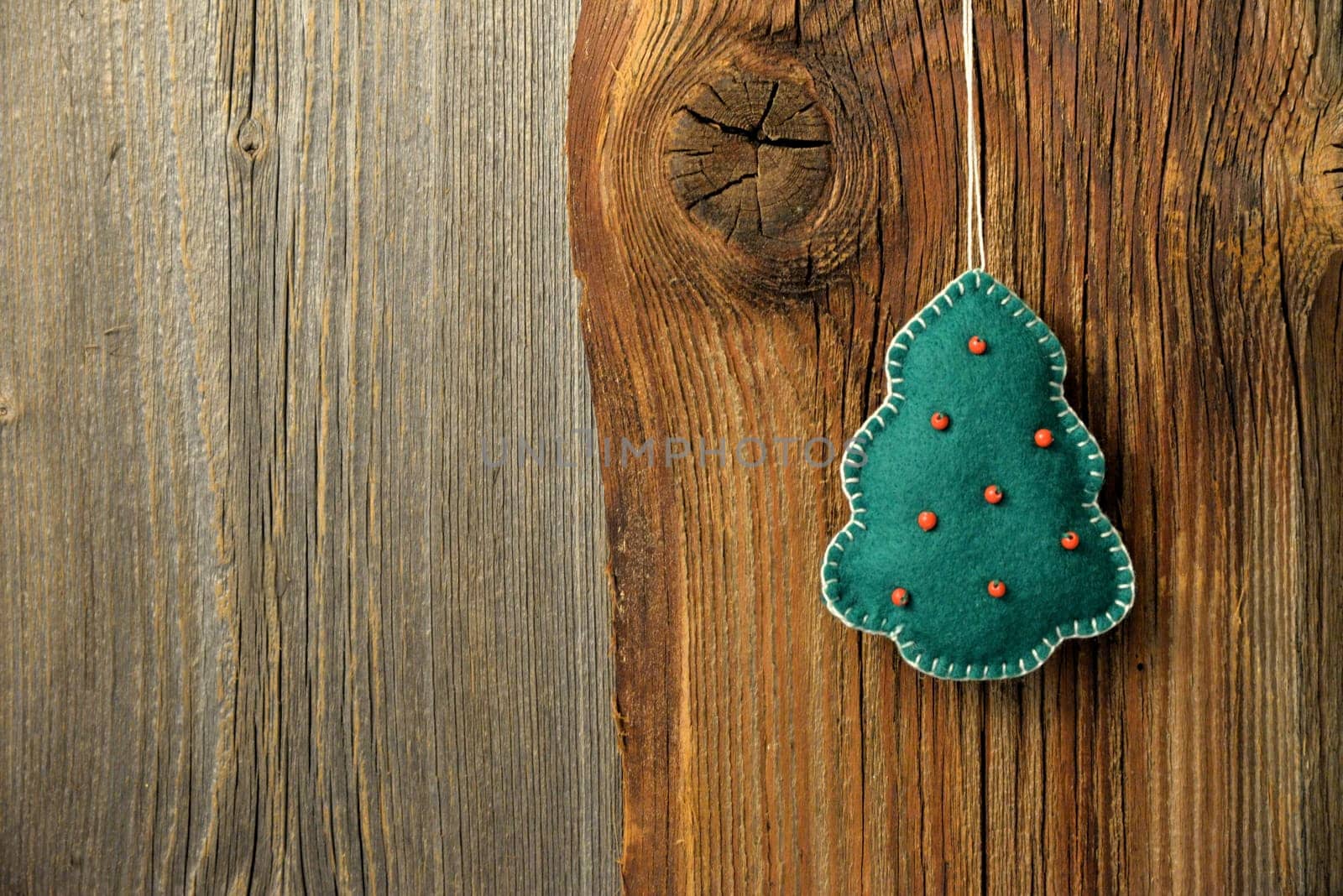 Christmas wooden background with tree and boots banner