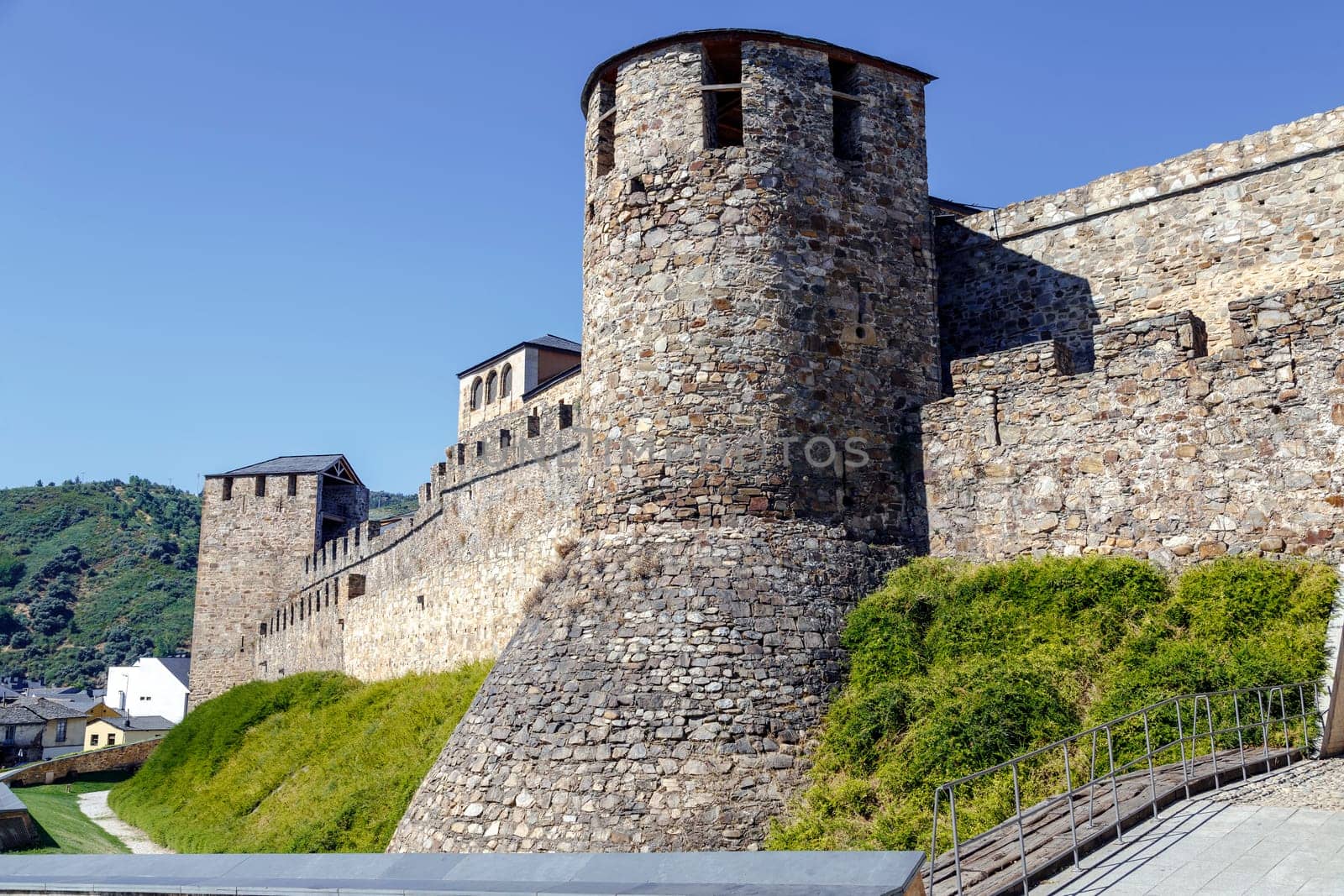 Walls and defense tower in Ponferrada, Bierzo Spain
