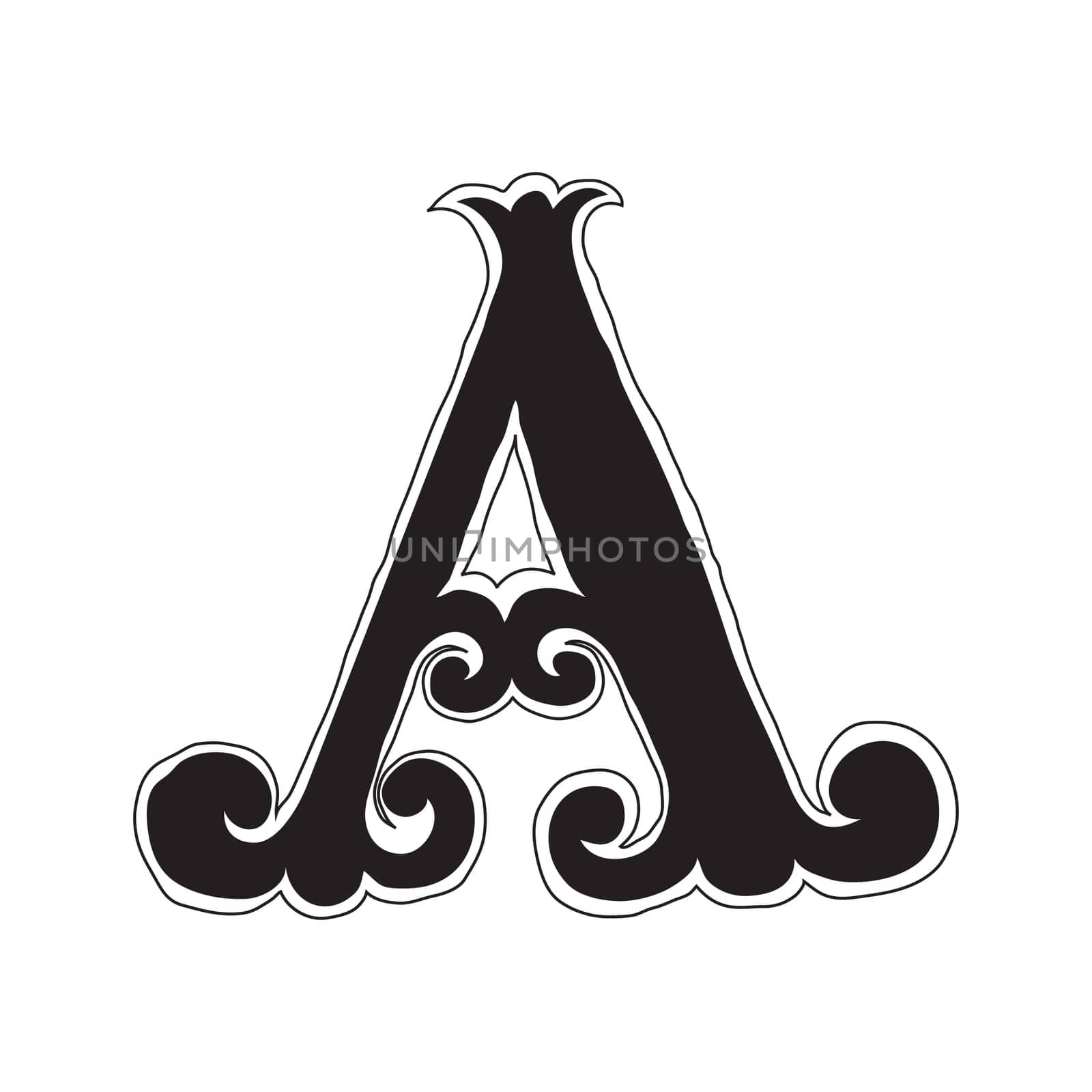 Decorative hand-painted letter in ancient style