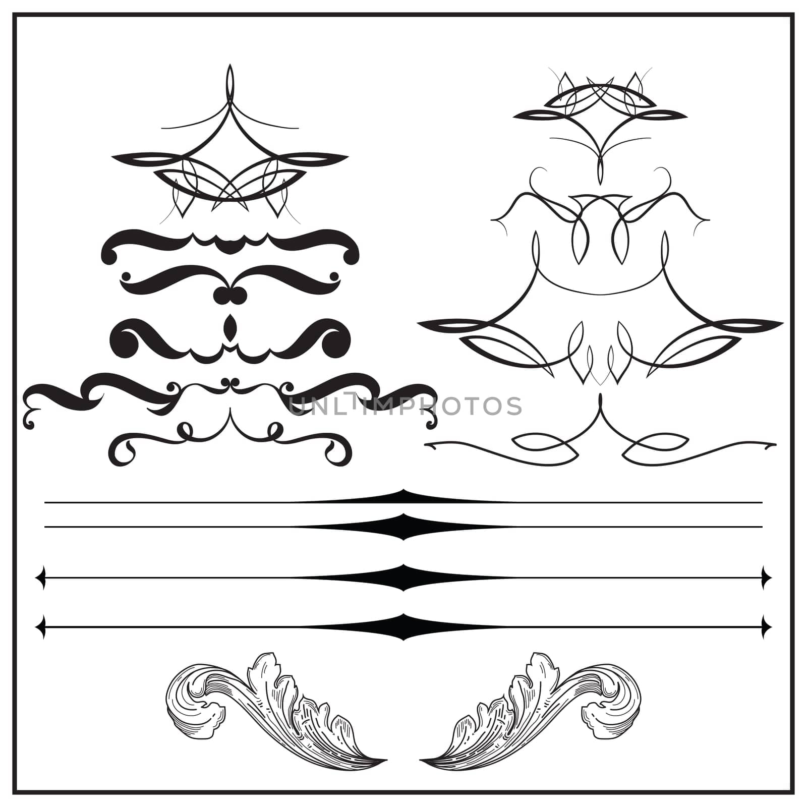 Set of elements for vintage style of design