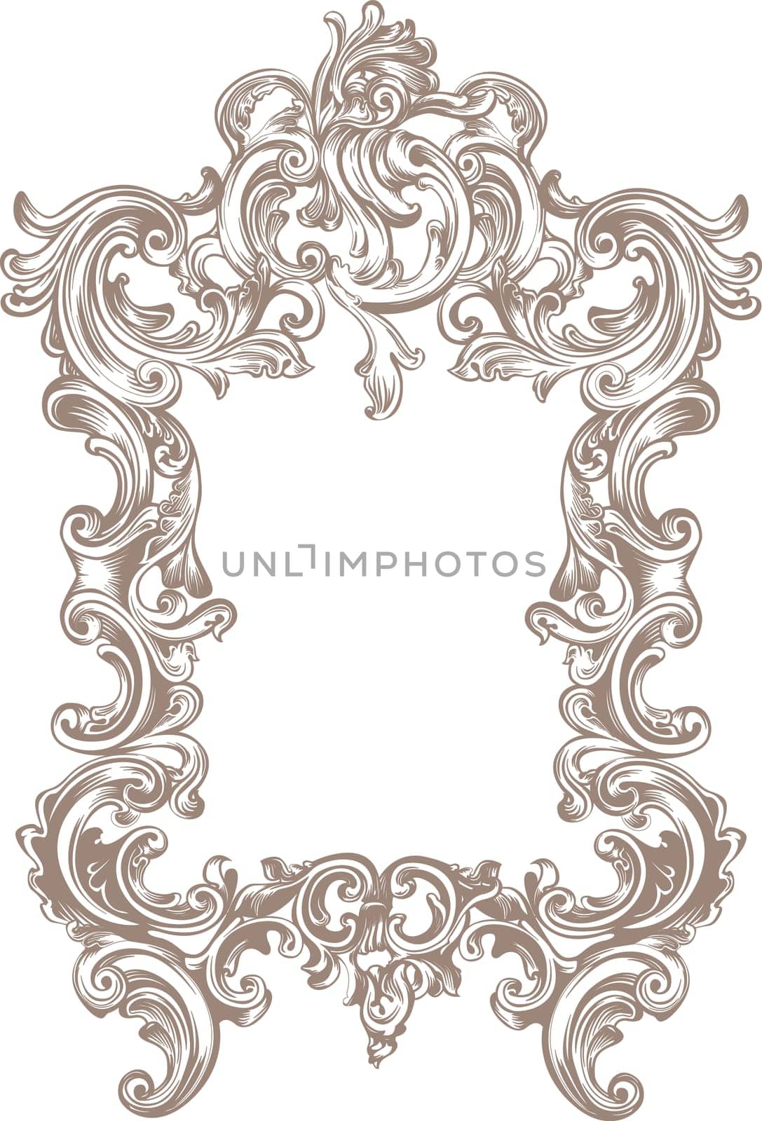 baroque frame on white background