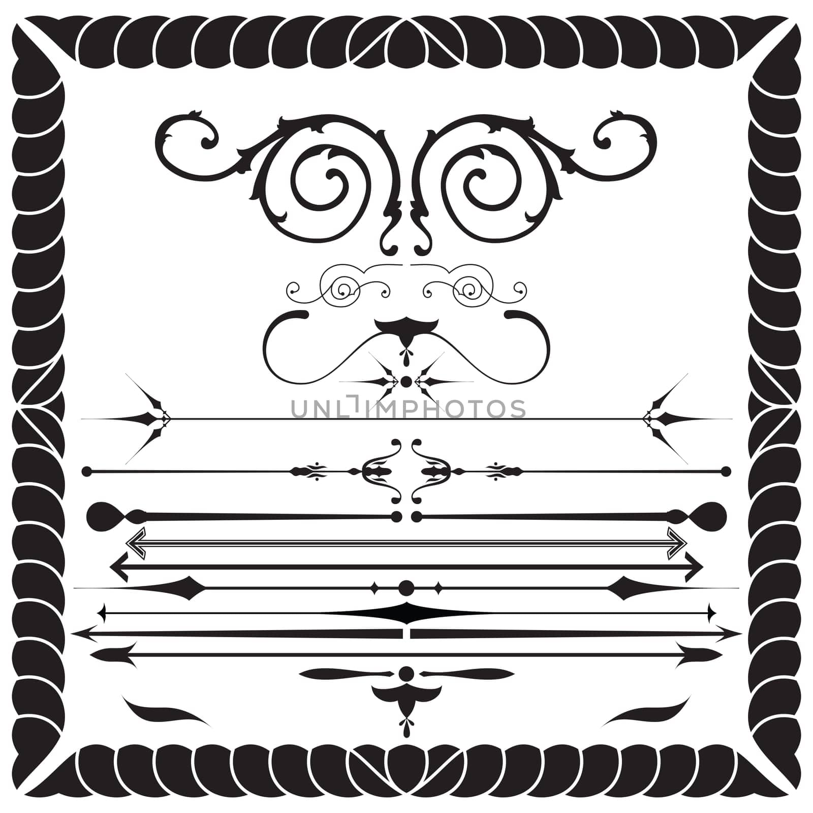 Set of elements for vintage style of design