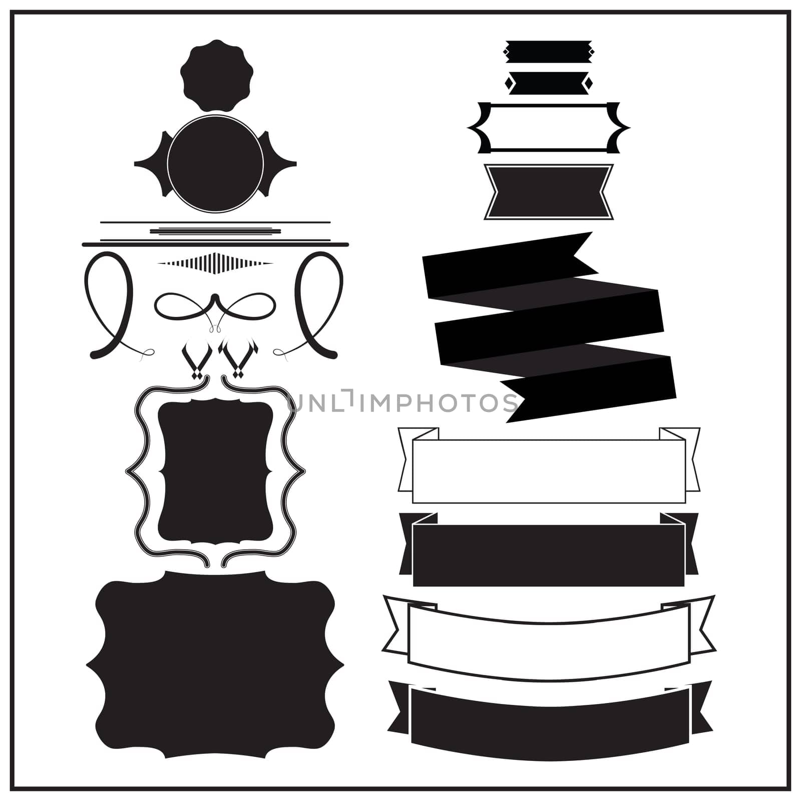 Set of elements for vintage style of design