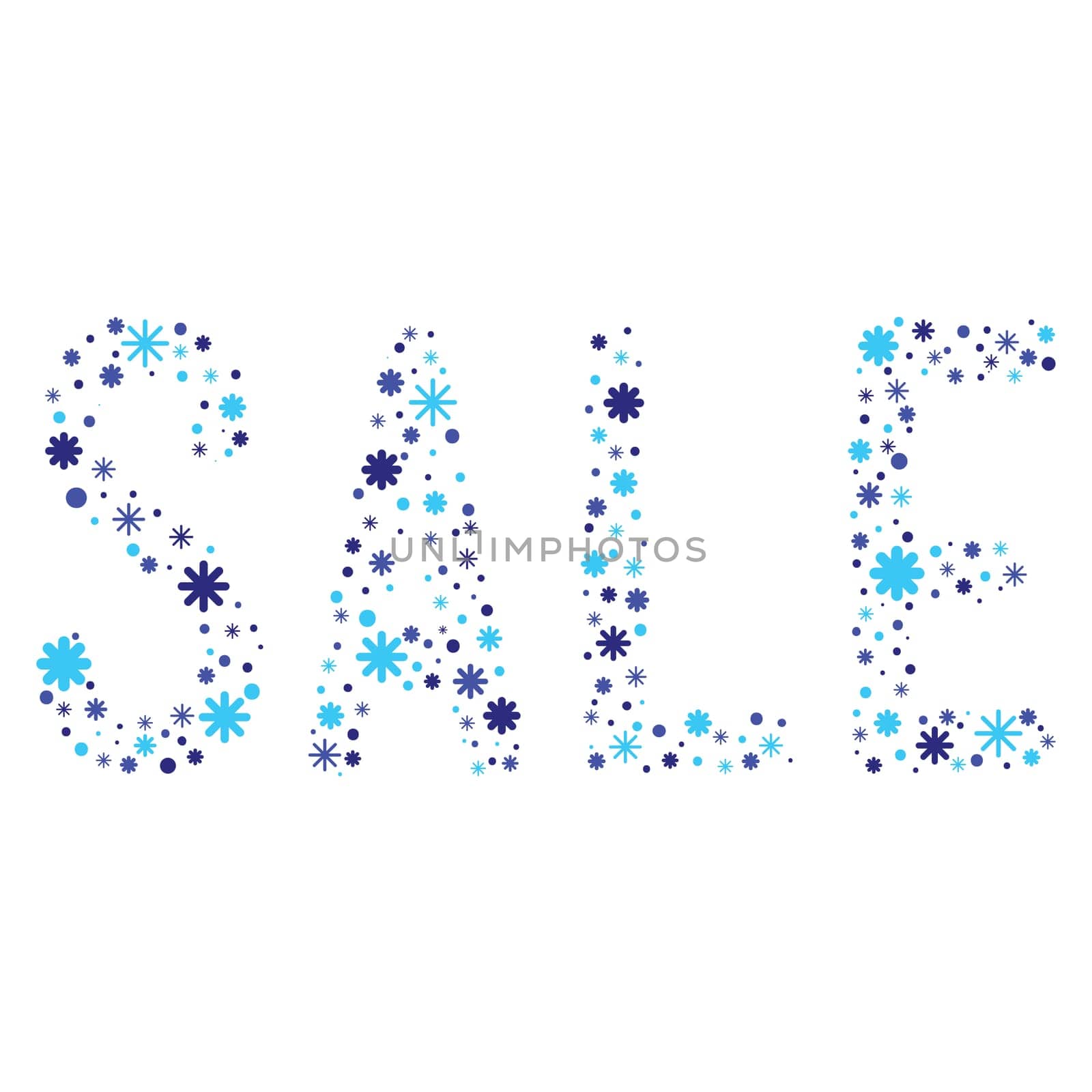The word sale made from various snowflakes