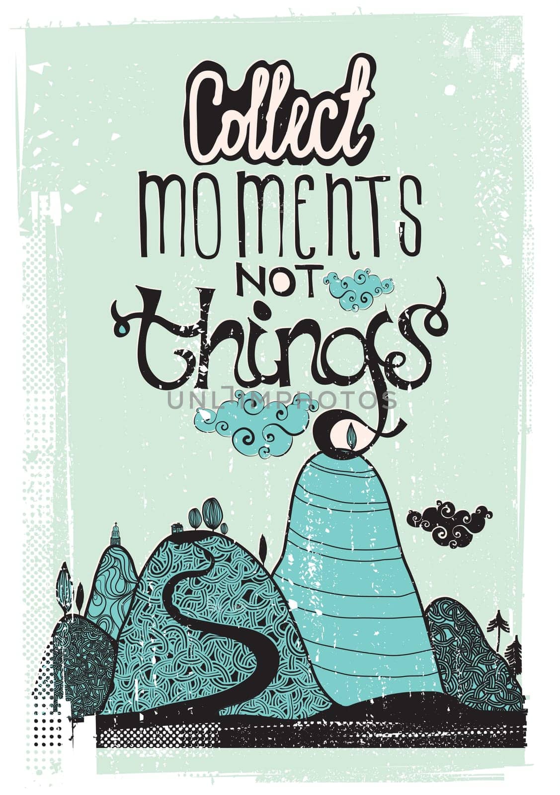 Bright, colorful poster with a positive illustration