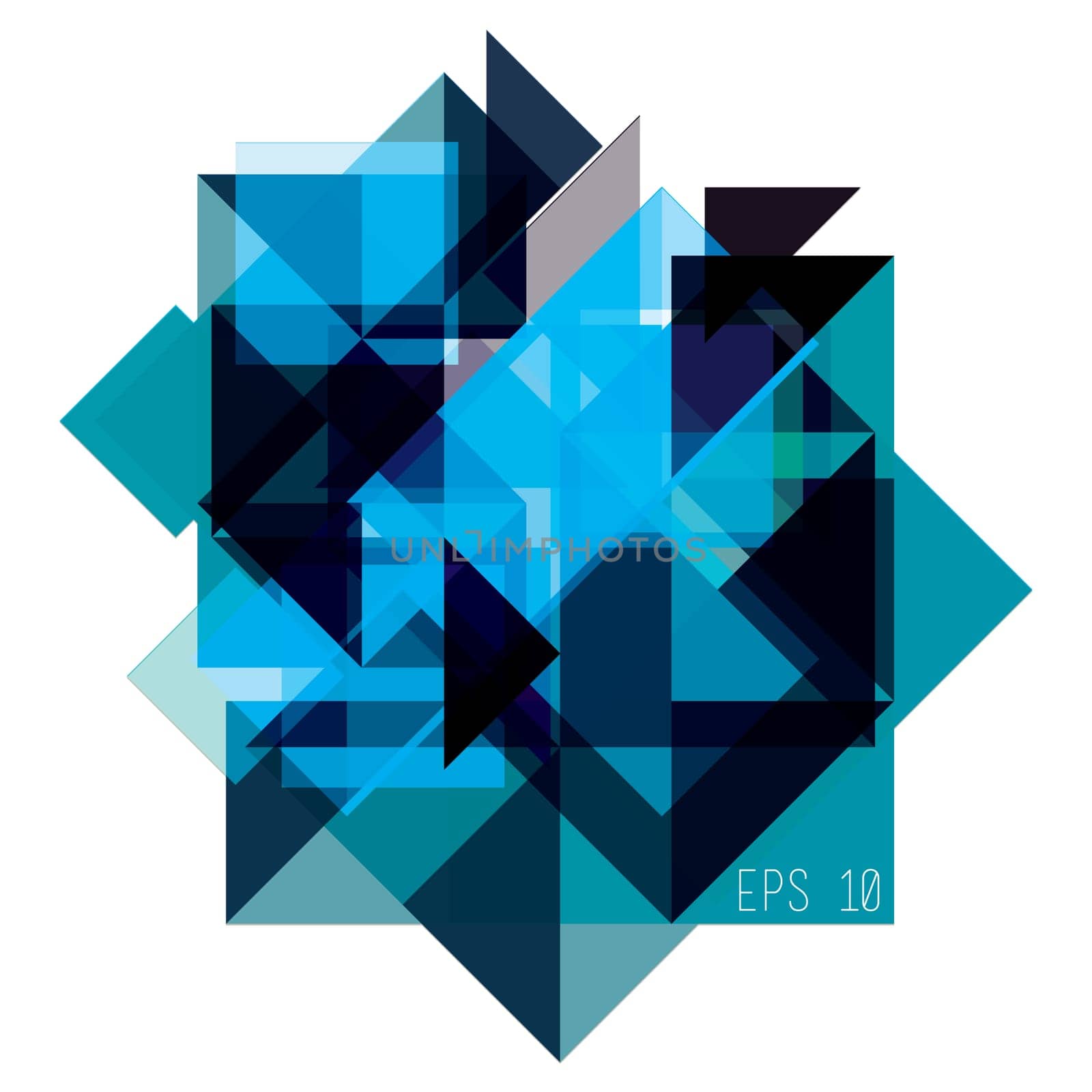 Geometric abstract background in shades of blue. Isolated