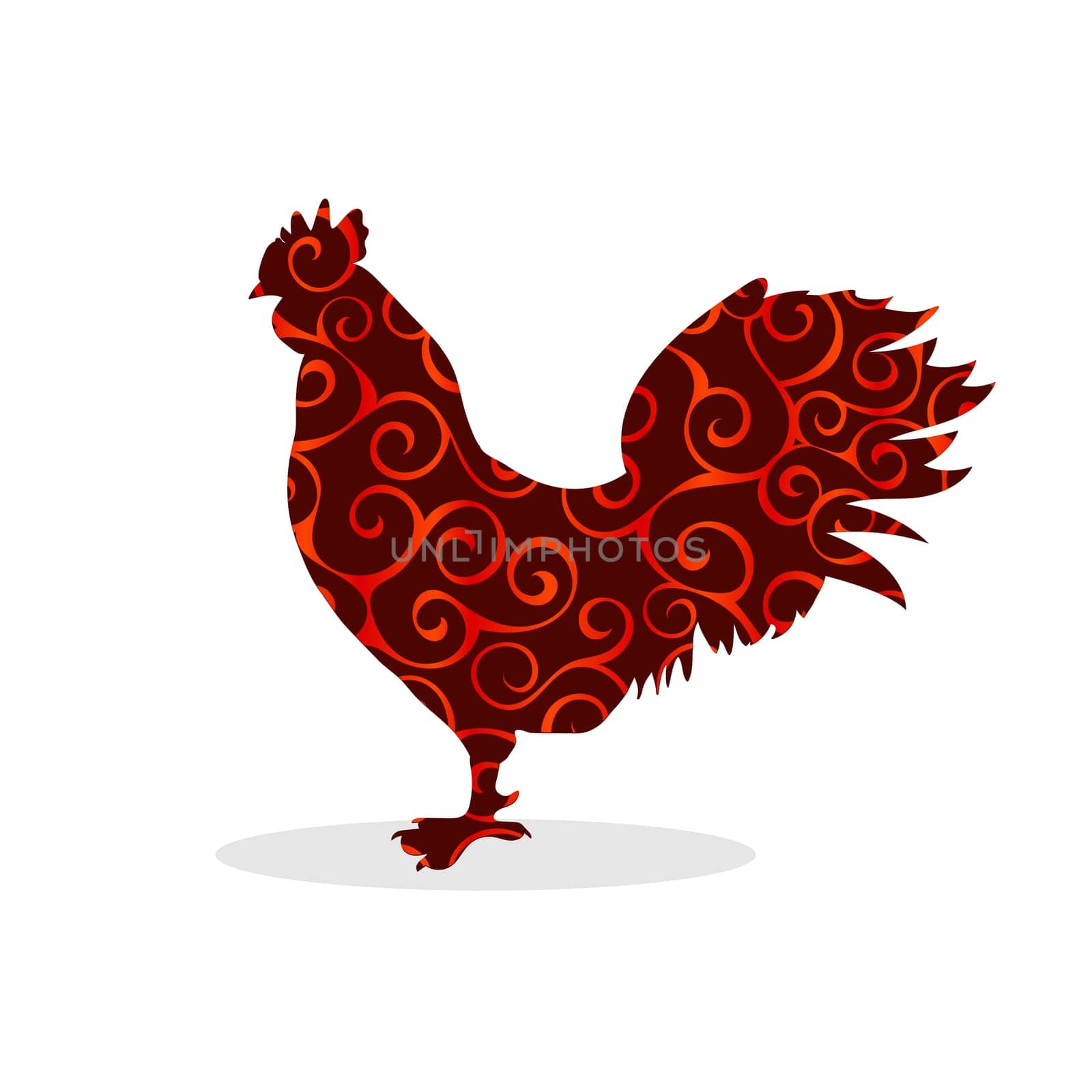 Cock Vintage silhouette pattern bird. Vector illustration.