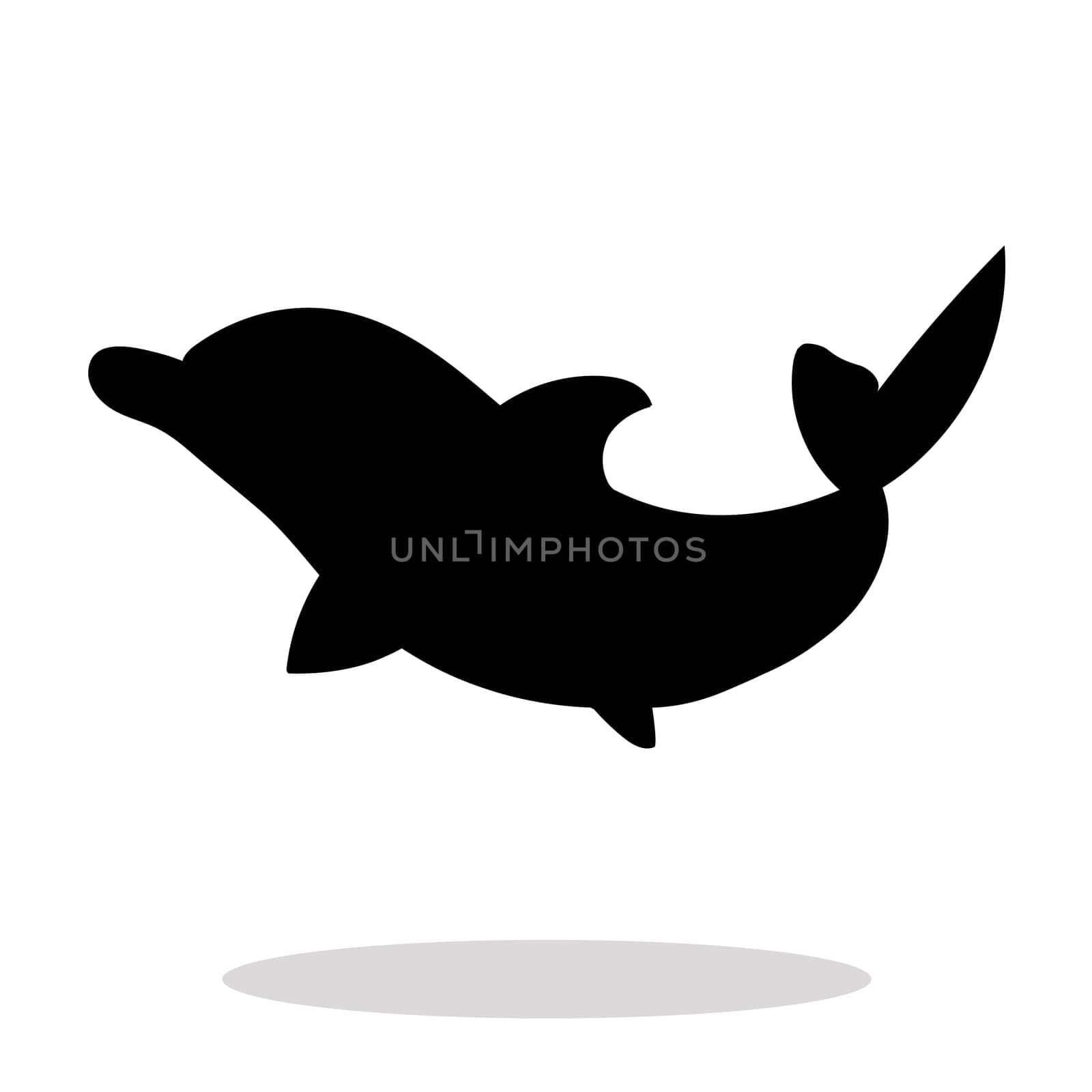 Dolphin sea animal black silhouette. Art vector illustration Icon.
