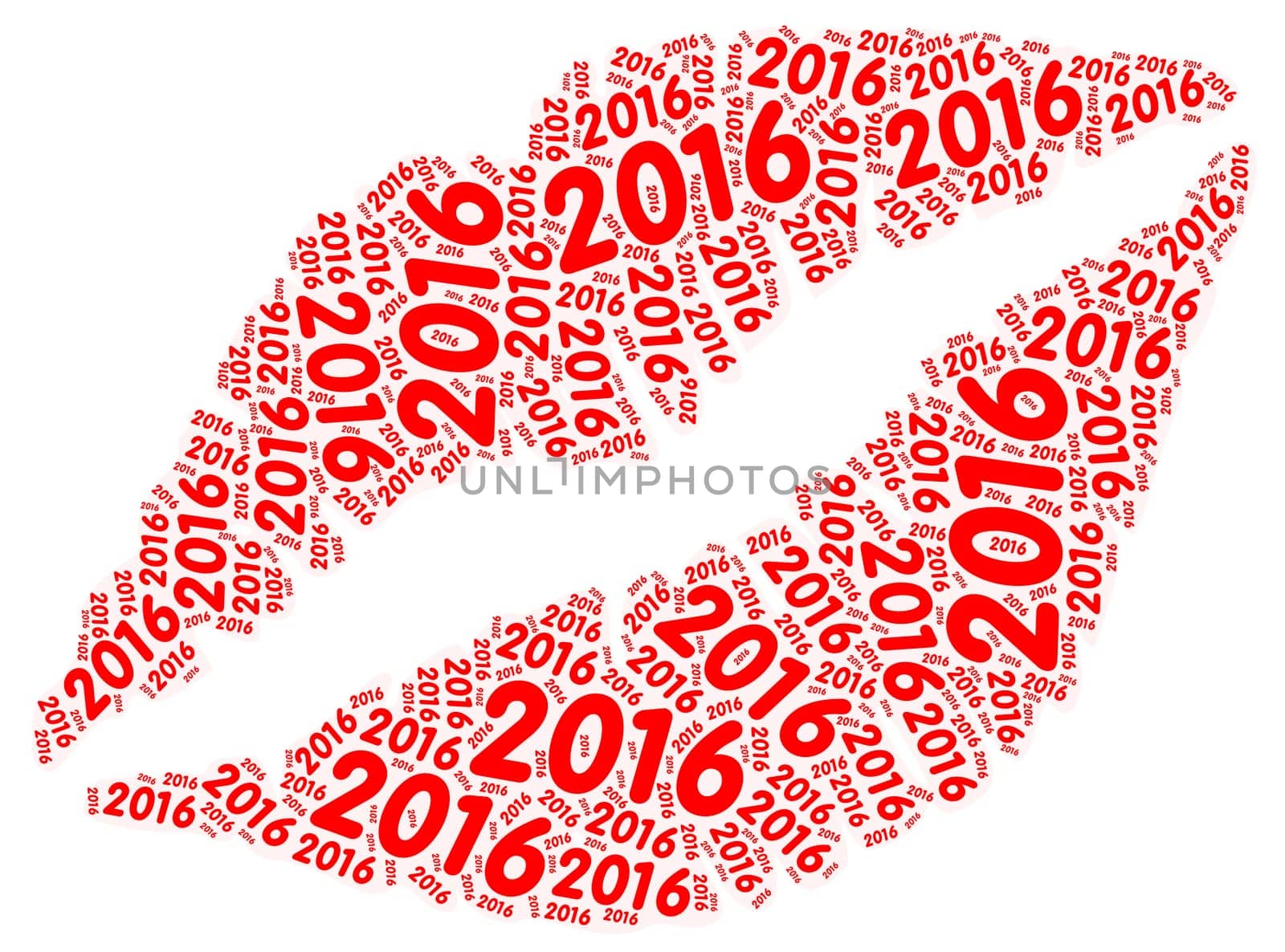 Sensual lips made up by the number 2016