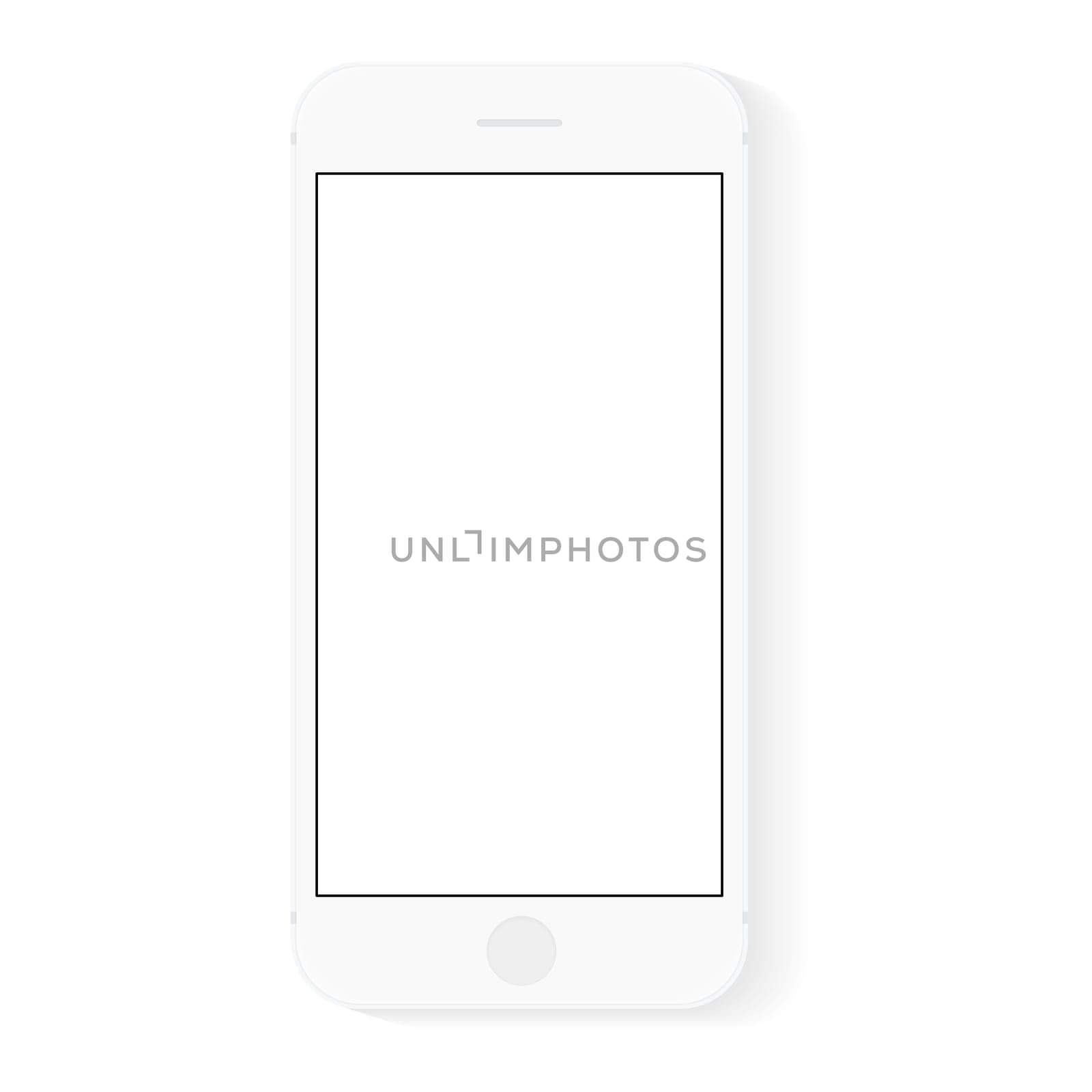 white flat phone white screen, drawing modern smart phone design