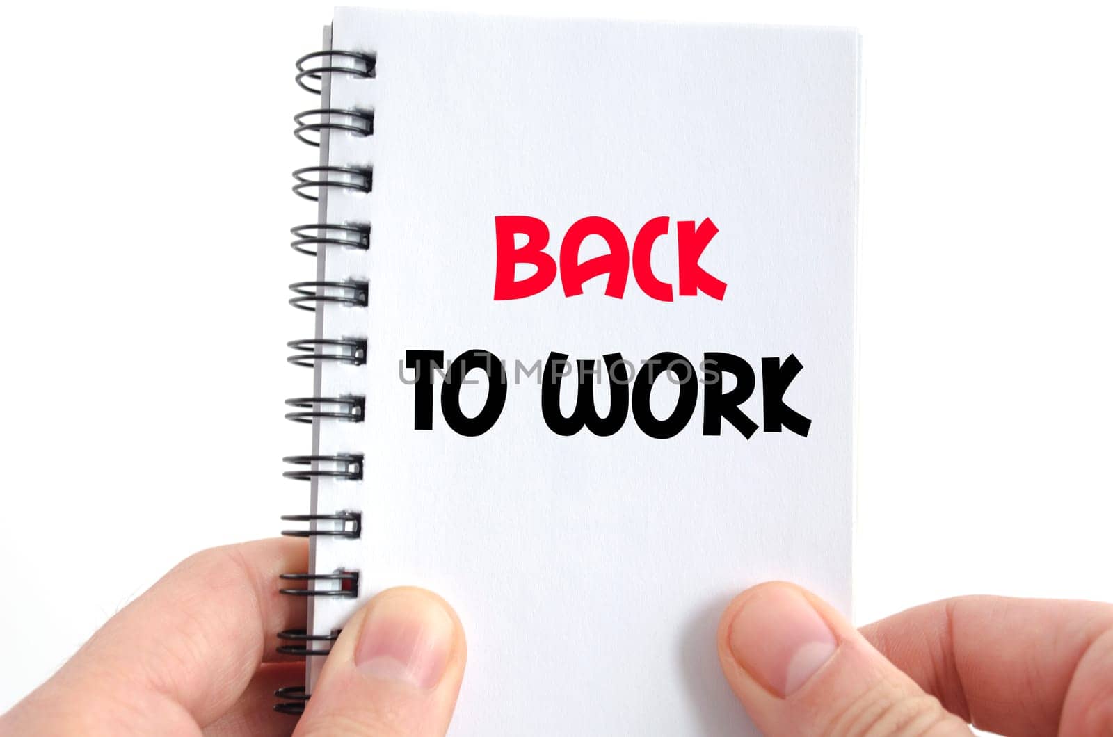 Back to work text concept isolated over white background