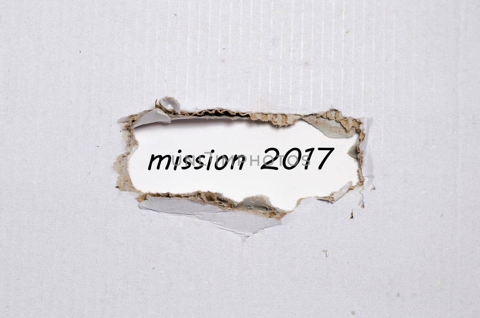 The word mission 2017 appearing behind torn paper