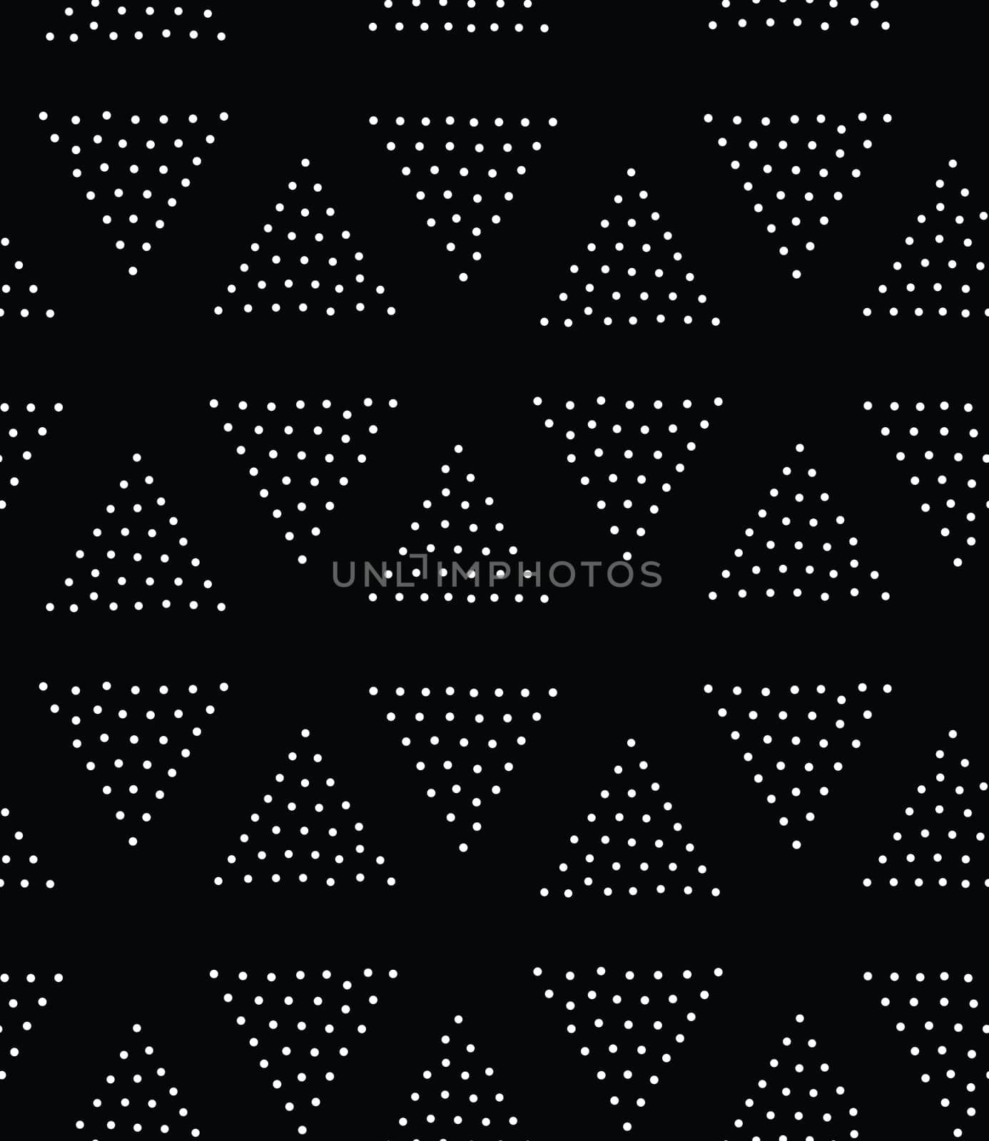 Vector geometric seamless pattern. Repeating abstract triangle gradation in black and white dots. Modern pointillism design