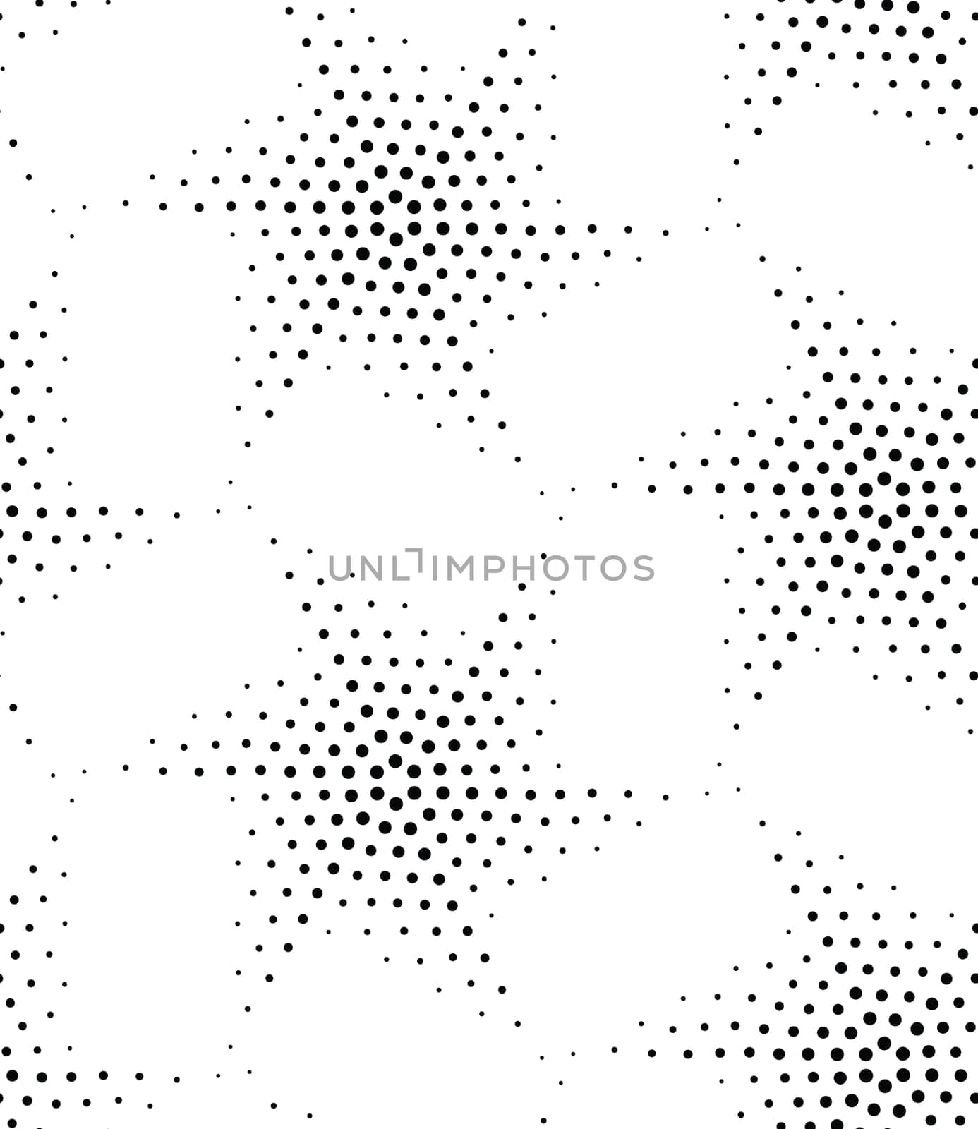 Vector abstract geometric seamless pattern. Repeating gradation in black and white. Modern halftone design, pointillism