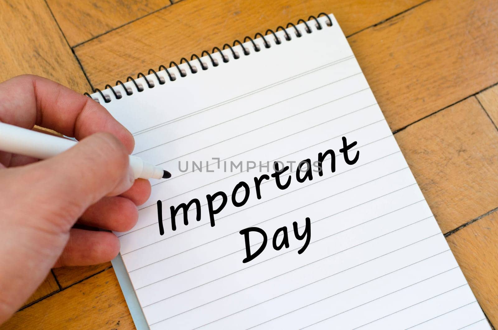 Important day text concept write on notebook