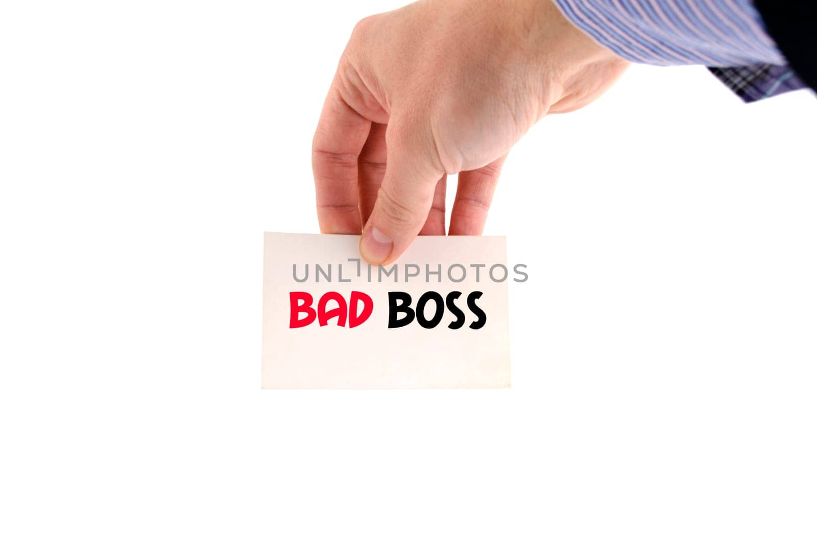 Bad boss text concept isolated over white background