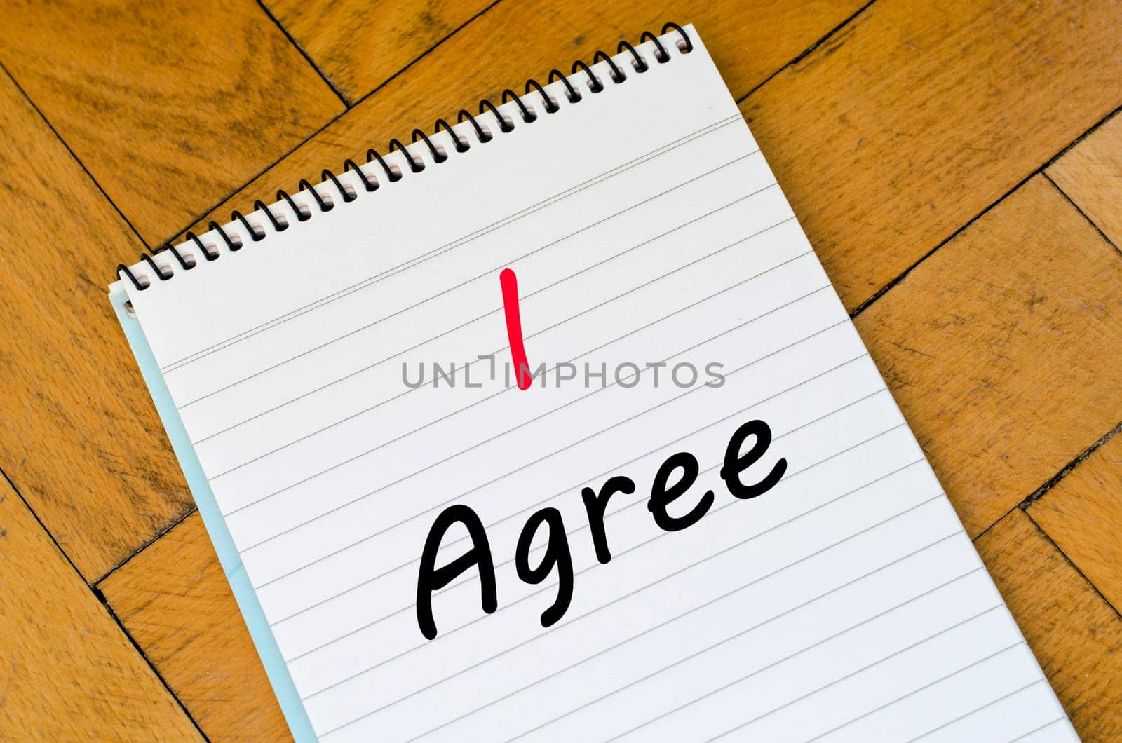I agree text concept write on notebook