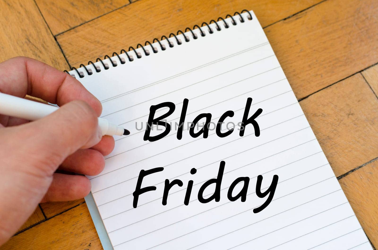 Black friday text concept write on notebook